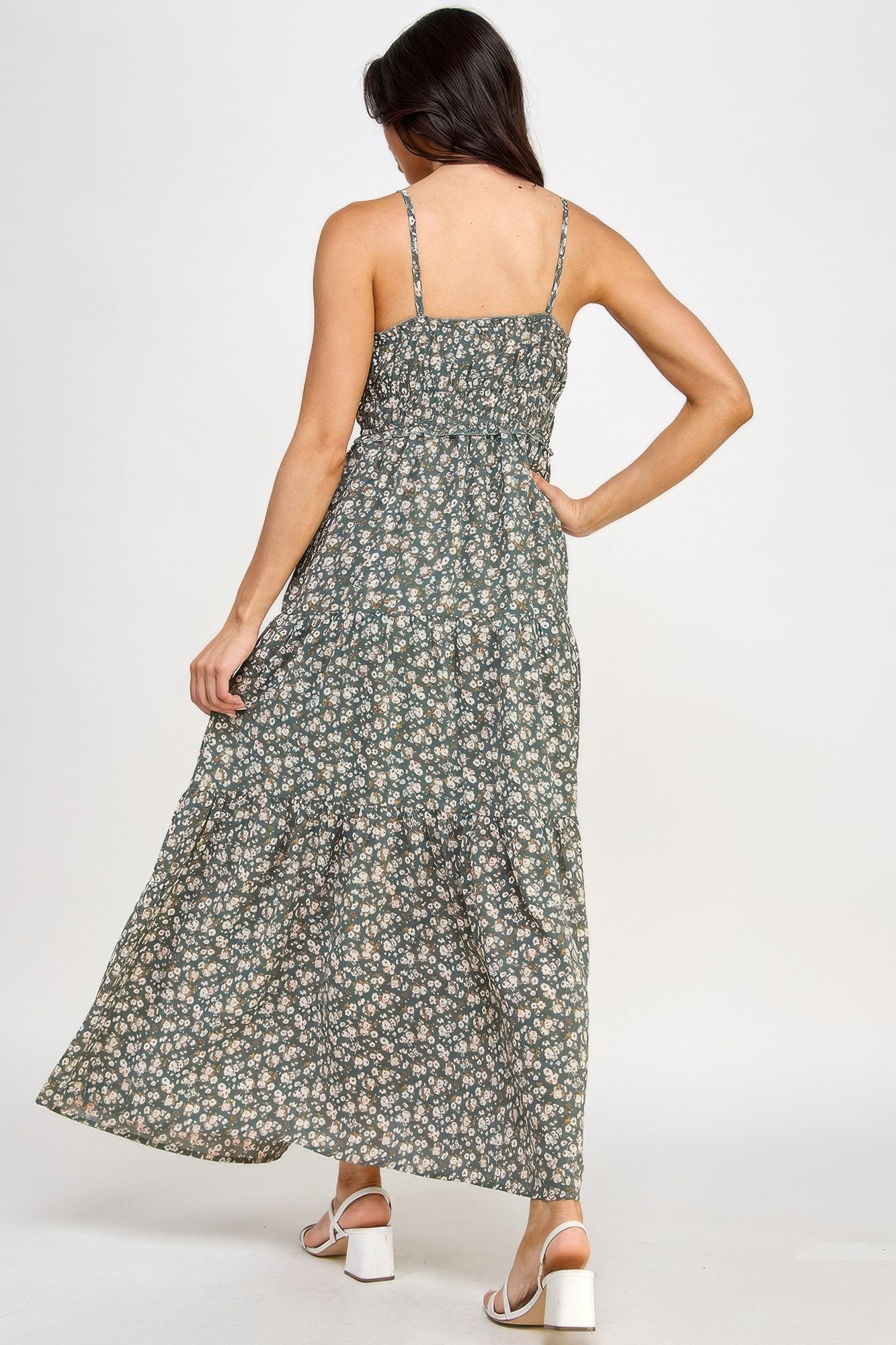 Floral Smocked Ruffle Maxi Dress - That Janis Style