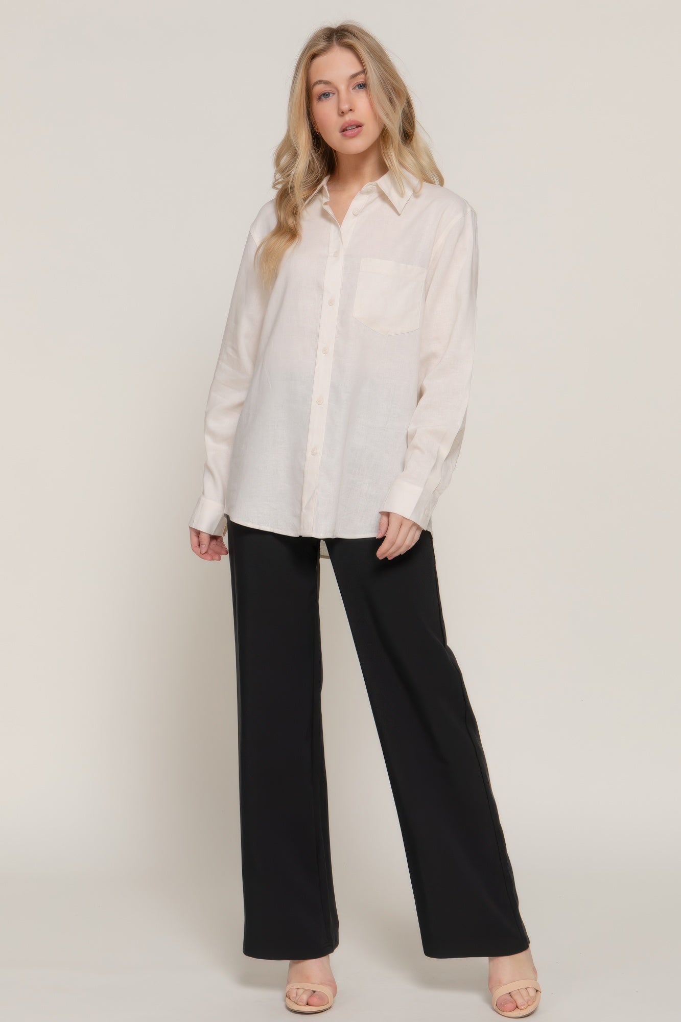 Long Sleeve Linen Blend Shirt - That Janis Style