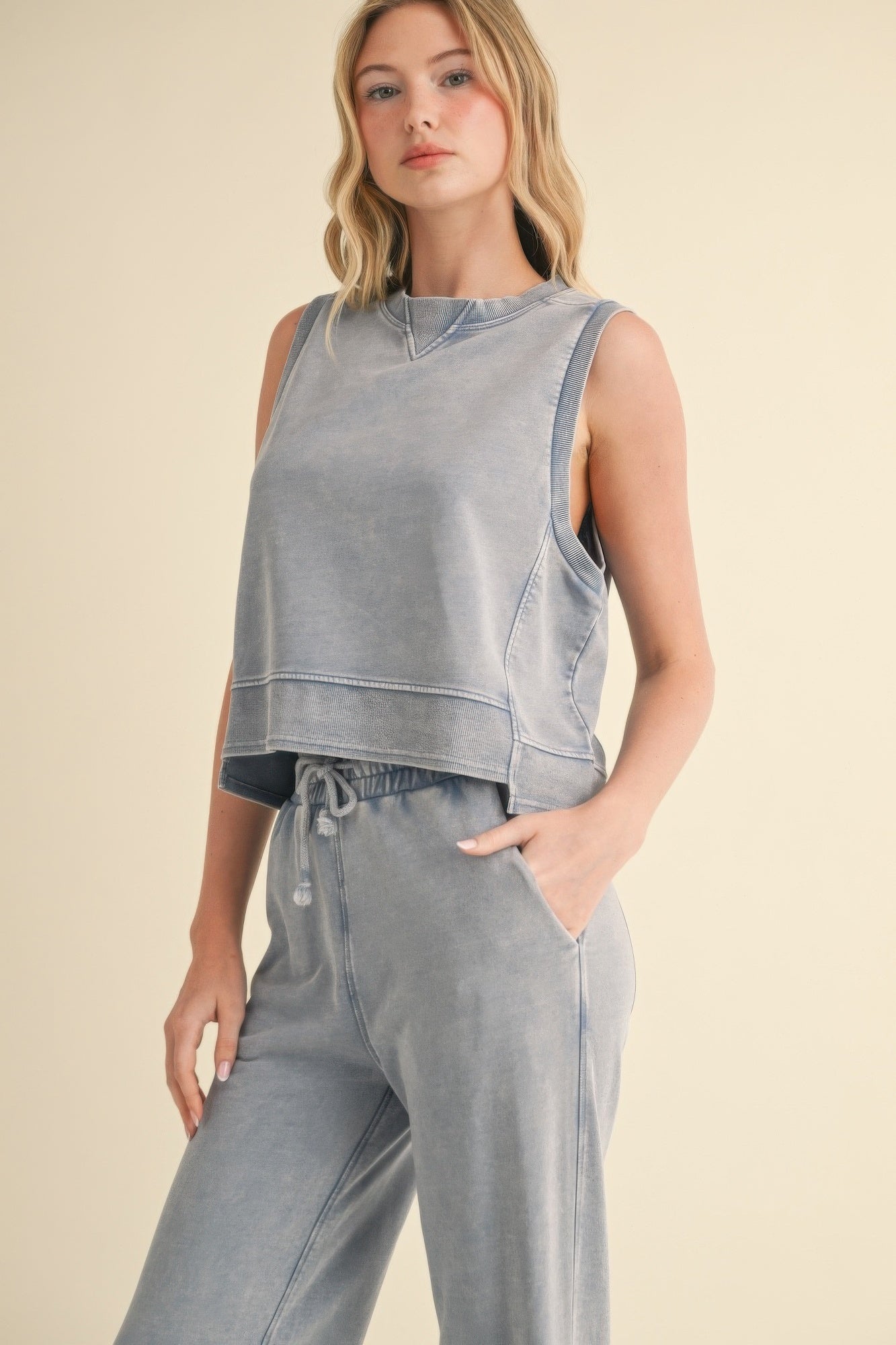 Mineral Wash Sleeveless Top - That Janis Style