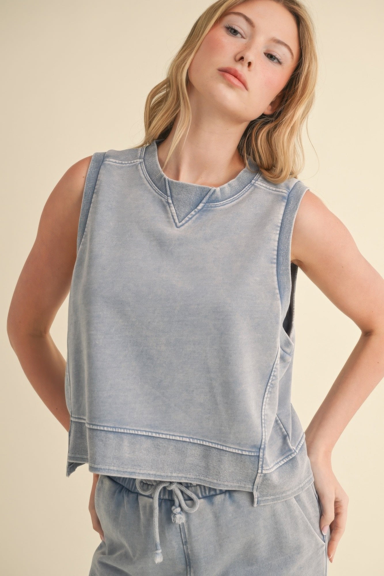 Mineral Wash Sleeveless Top - That Janis Style