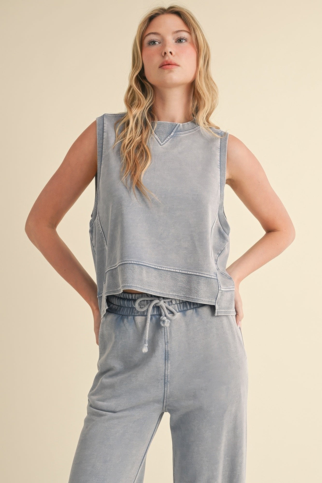 Mineral Wash Sleeveless Top - That Janis Style