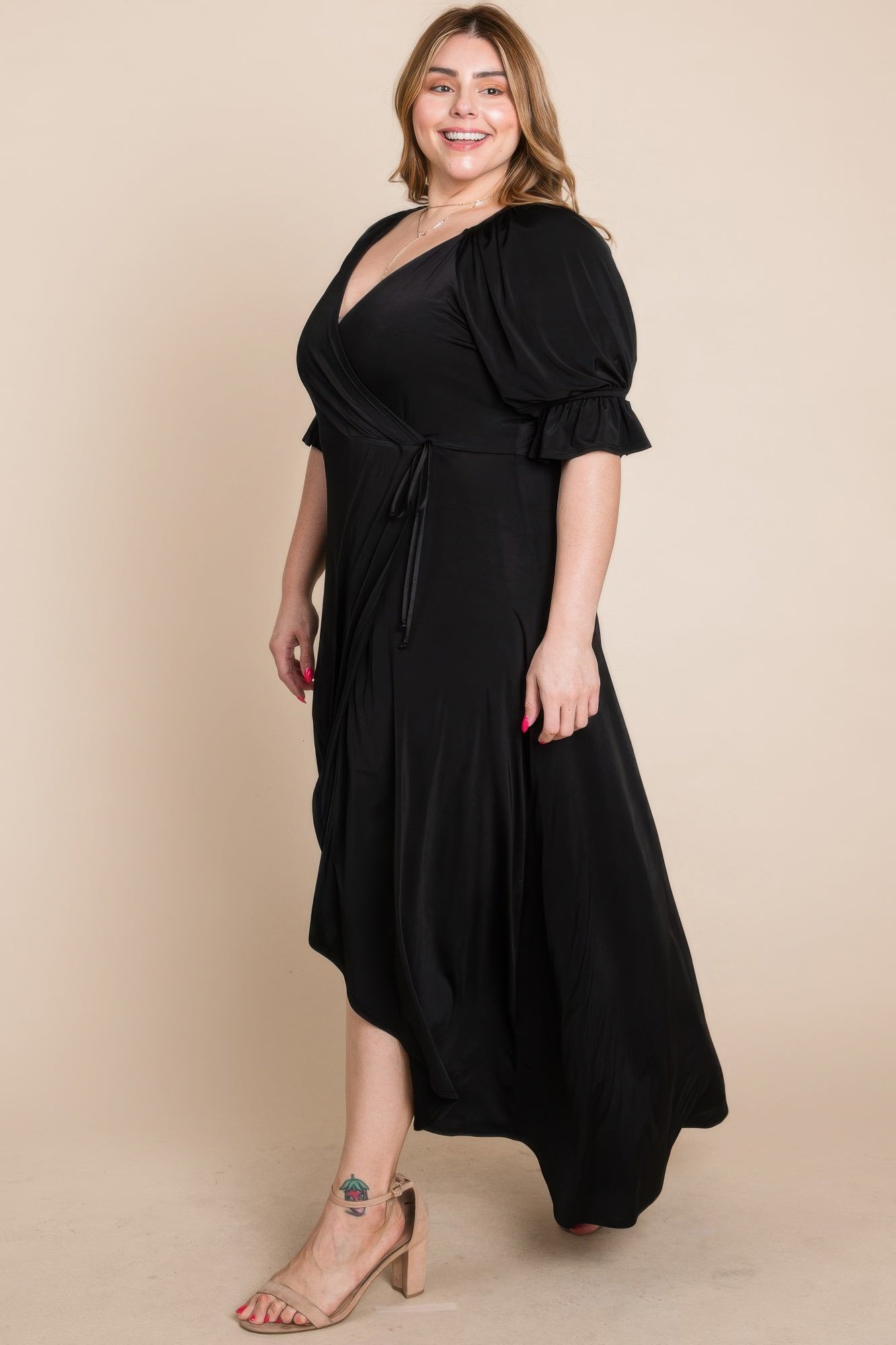 Plus Size Solid Venezia Faux Wrap Maxi Dress - That Janis Style