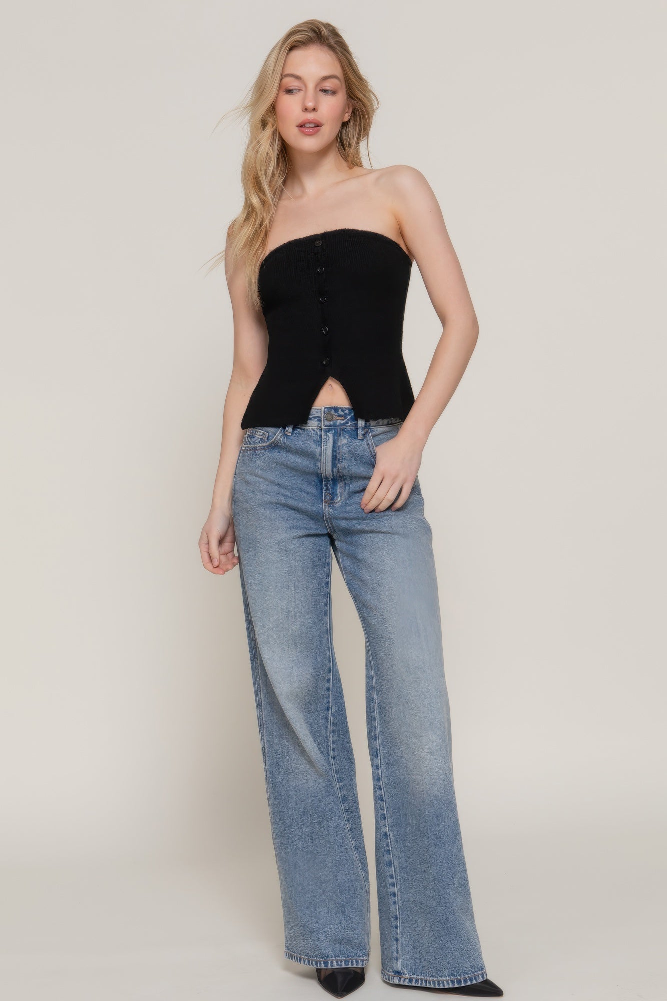 Button Down Tube Spring Sweater - That Janis Style