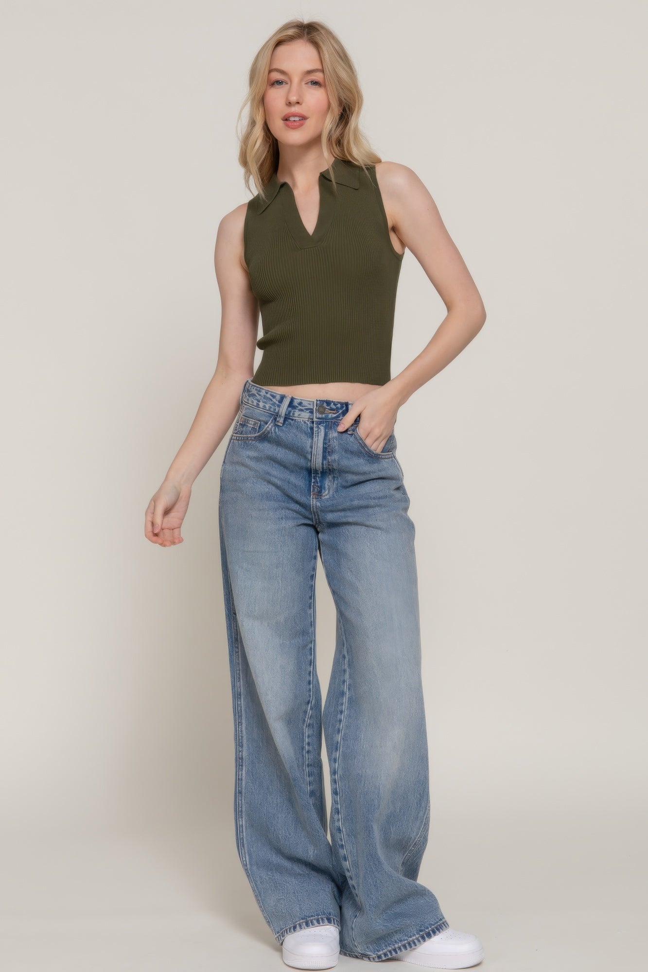 Sleeveless Polo Spring Sweater - That Janis Style