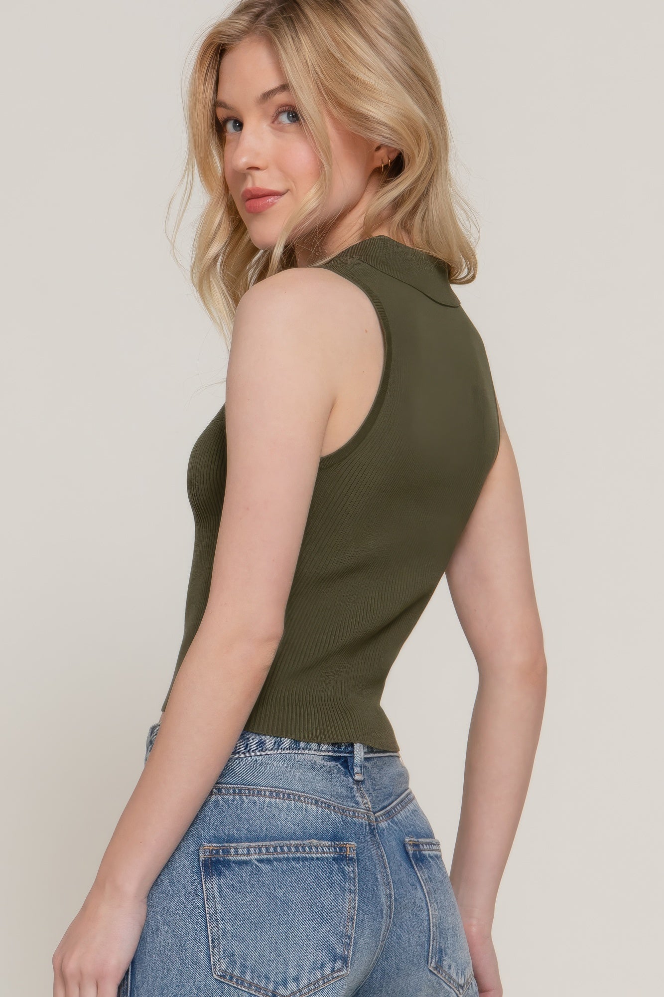 Sleeveless Polo Spring Sweater - That Janis Style