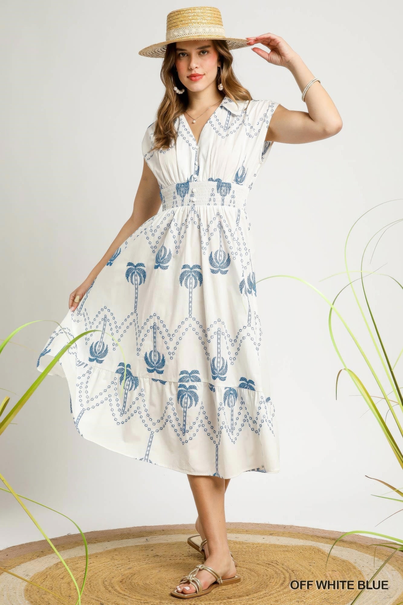 Tropical Breeze Embroidered Midi Dress - That Janis Style