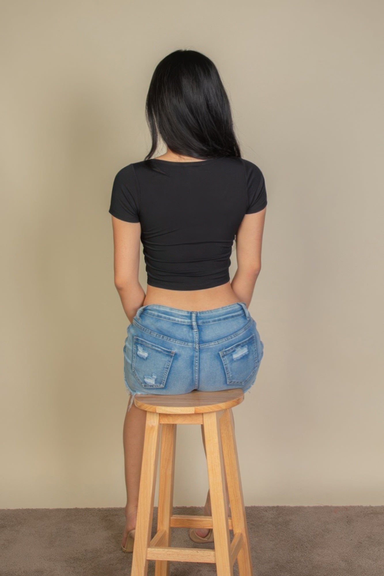 Tight Knitted Square Neck Short Sleeve T Shirt - That Janis Style