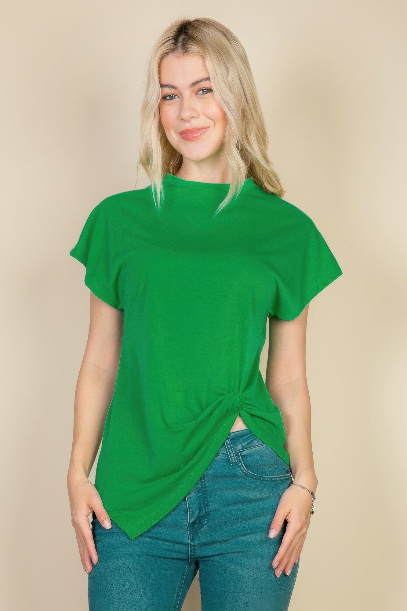 Batwing Sleeve Twist Front Tee - That Janis Style