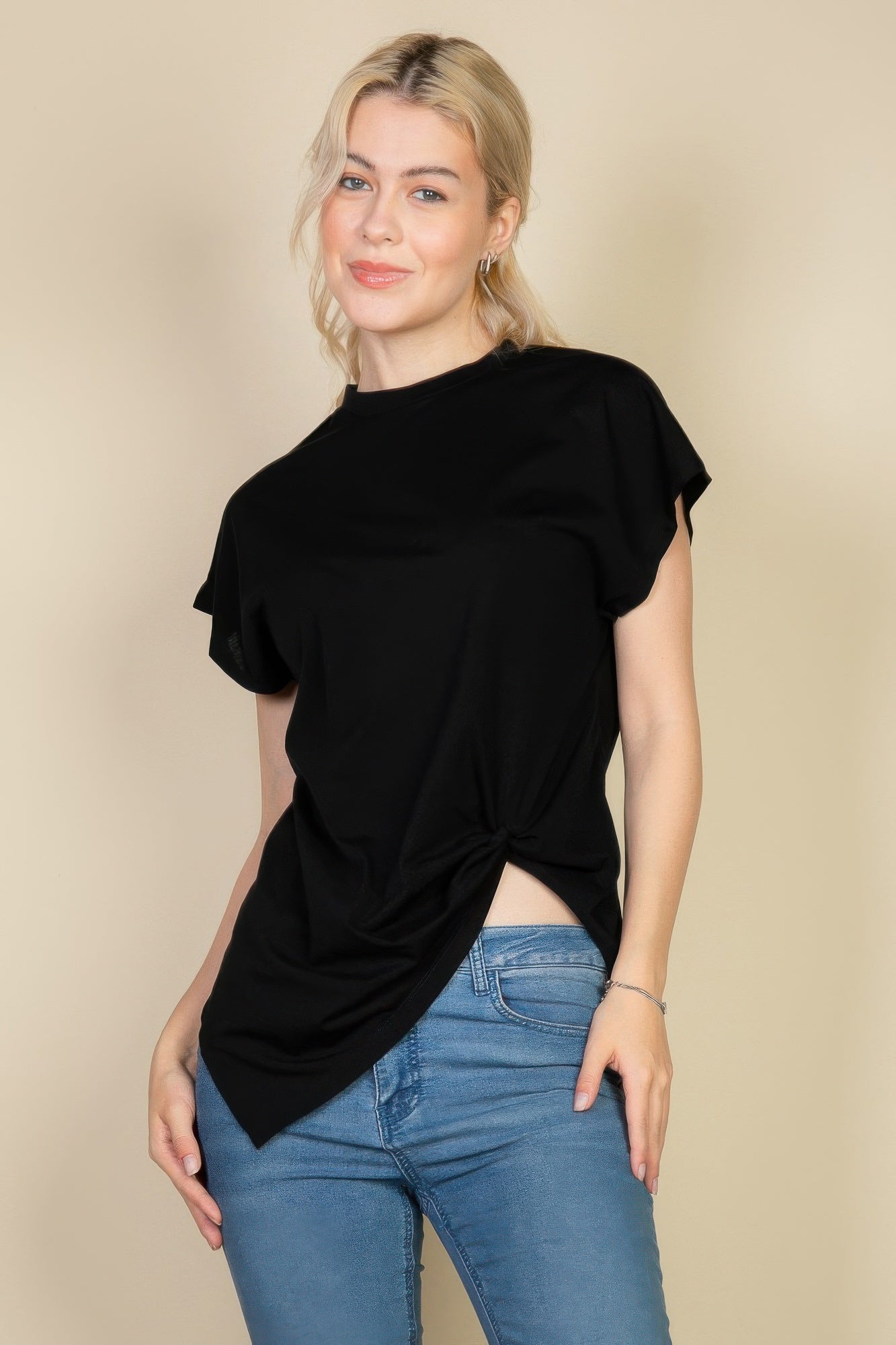 Batwing Sleeve Twist Front Tee - That Janis Style