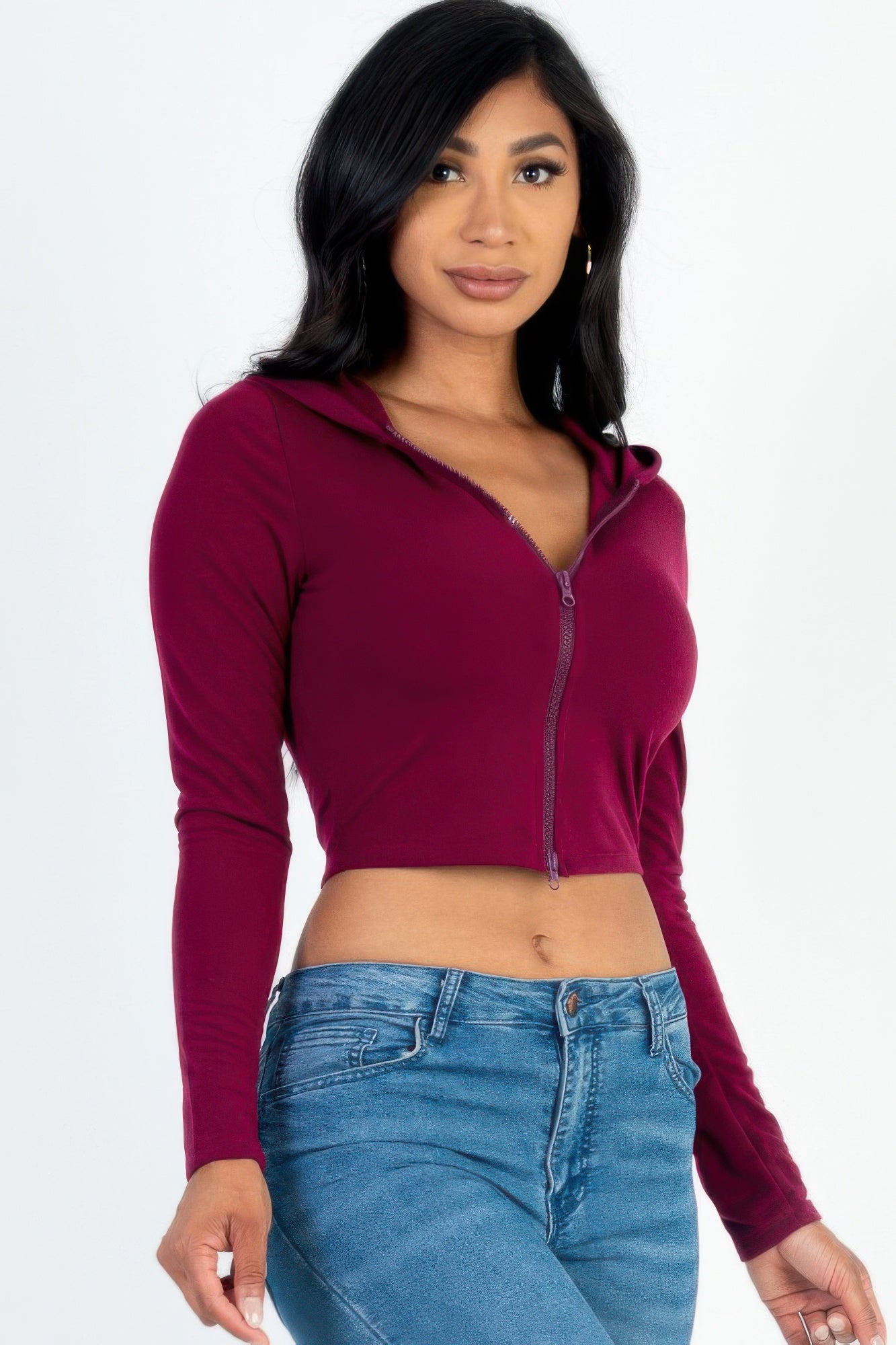 French Terry Crop Zip Up Hoodie - That Janis Style