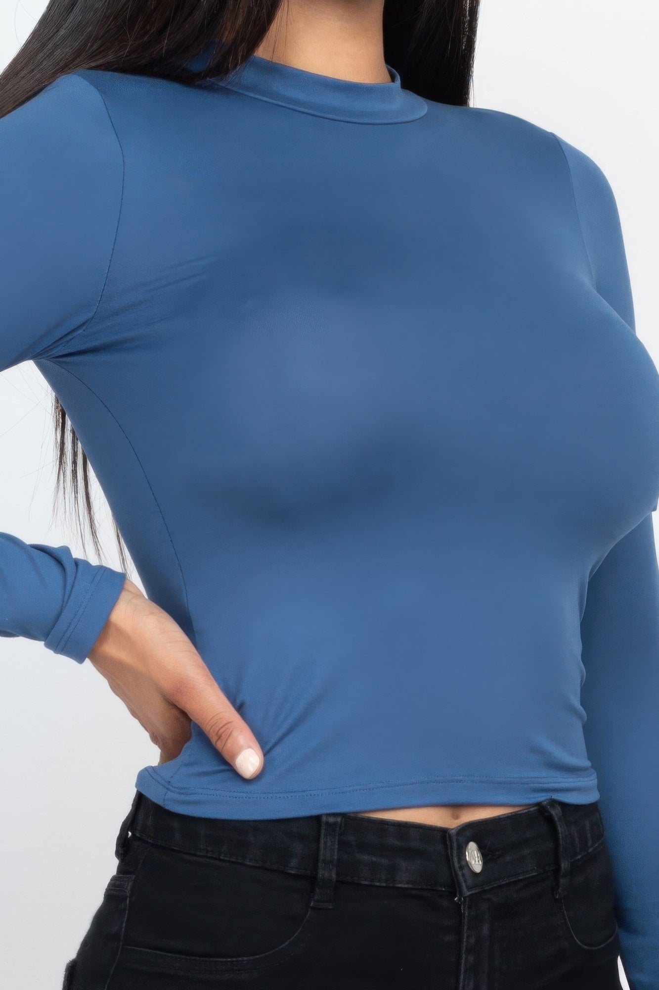 Mock Neck Solid Long Sleeve Top - That Janis Style