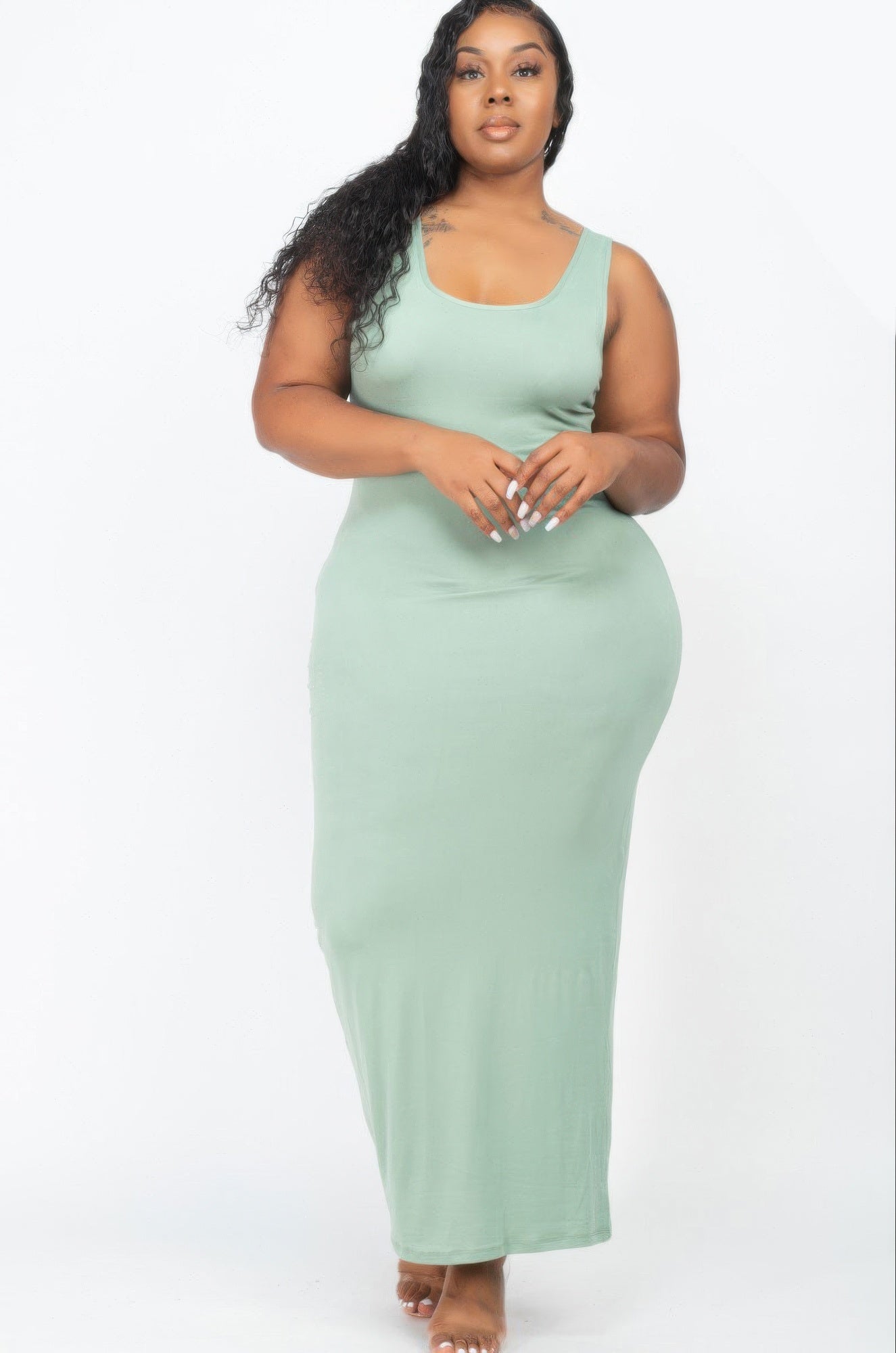 Plus Size Solid Basic Maxi Dress - That Janis Style