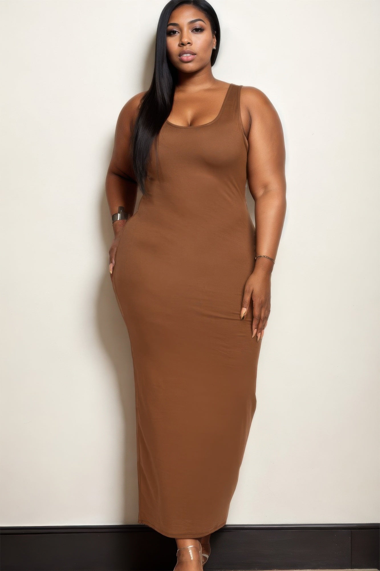 Plus Size Solid Basic Maxi Dress - That Janis Style