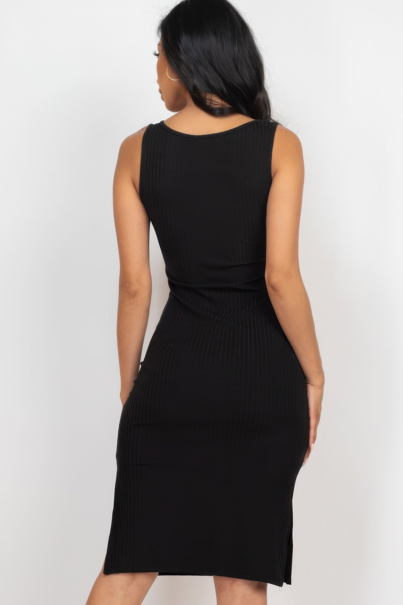 Ribbed Side Slit Tank Midi Dress - That Janis Style