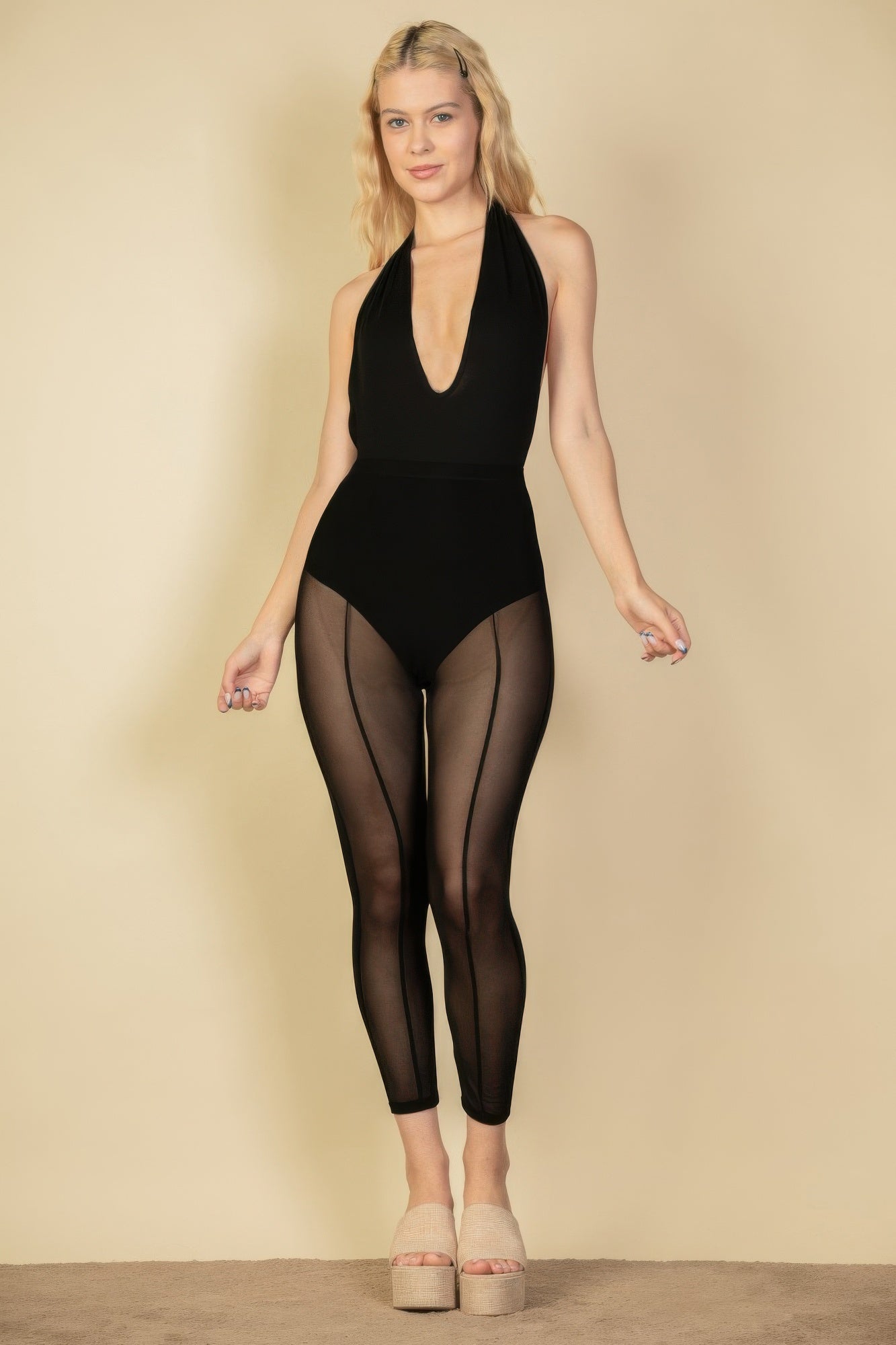 Seam Front High Waist Mesh Leggings - That Janis Style