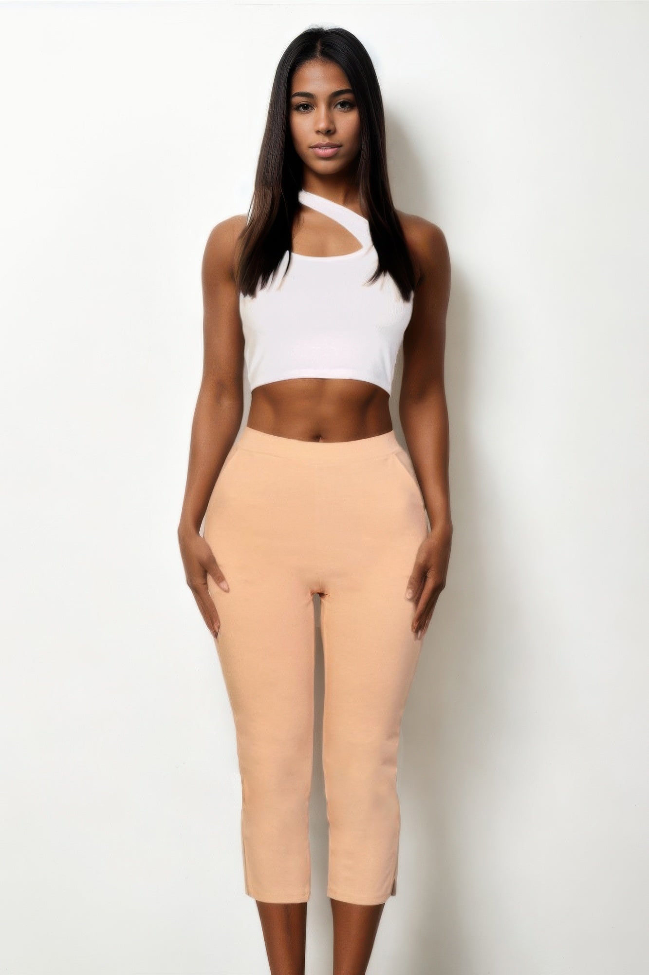 Slit Hem Cropped Pants - That Janis Style