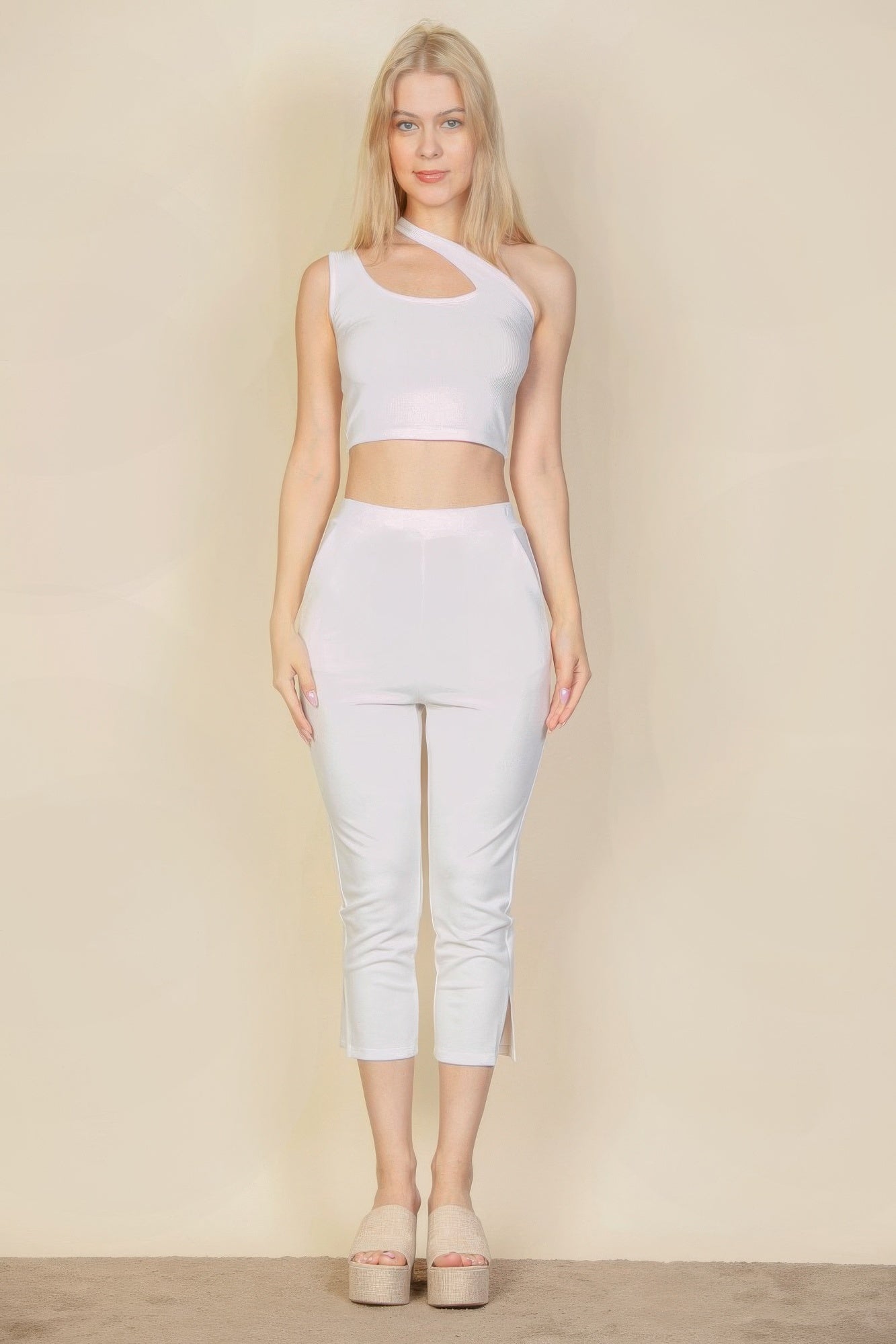 Slit Hem Cropped Pants - That Janis Style
