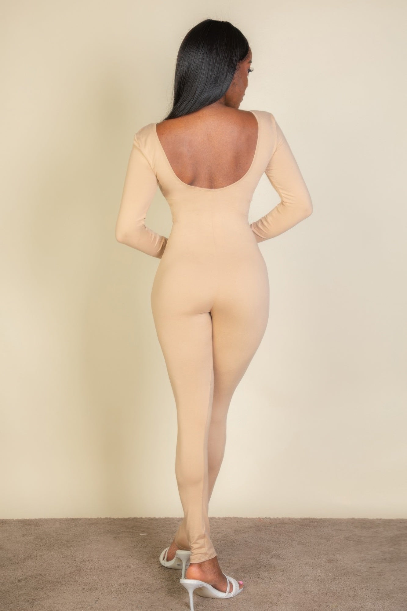 Scoop Neck Long Sleeve Bodycon Jumpsuit - That Janis Style