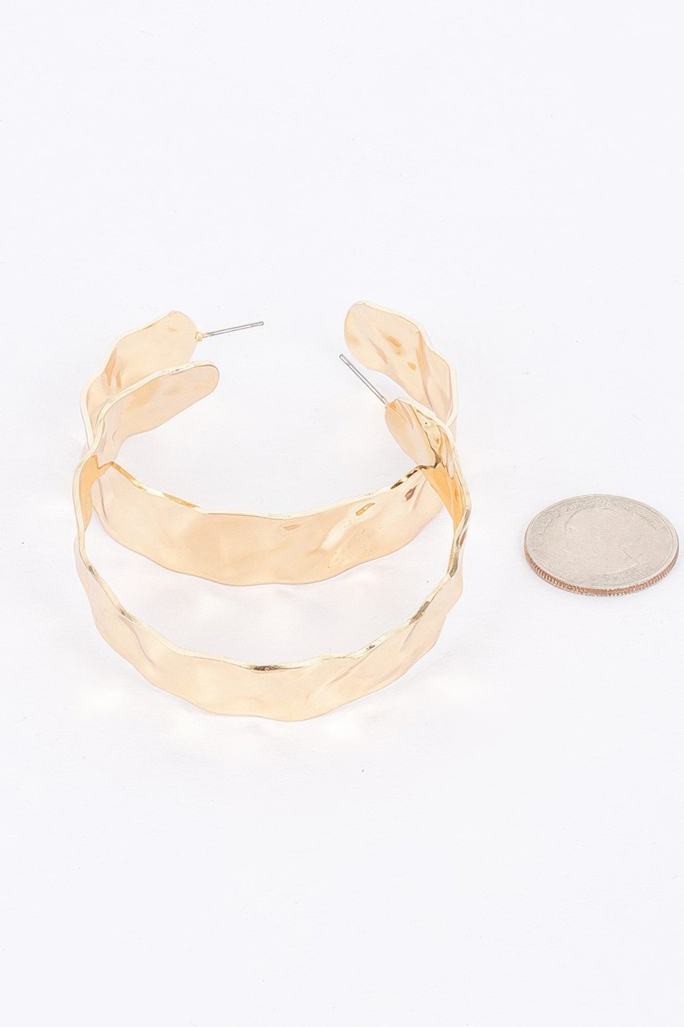Gold Plated Wide Metal Hoop Earring - That Janis Style