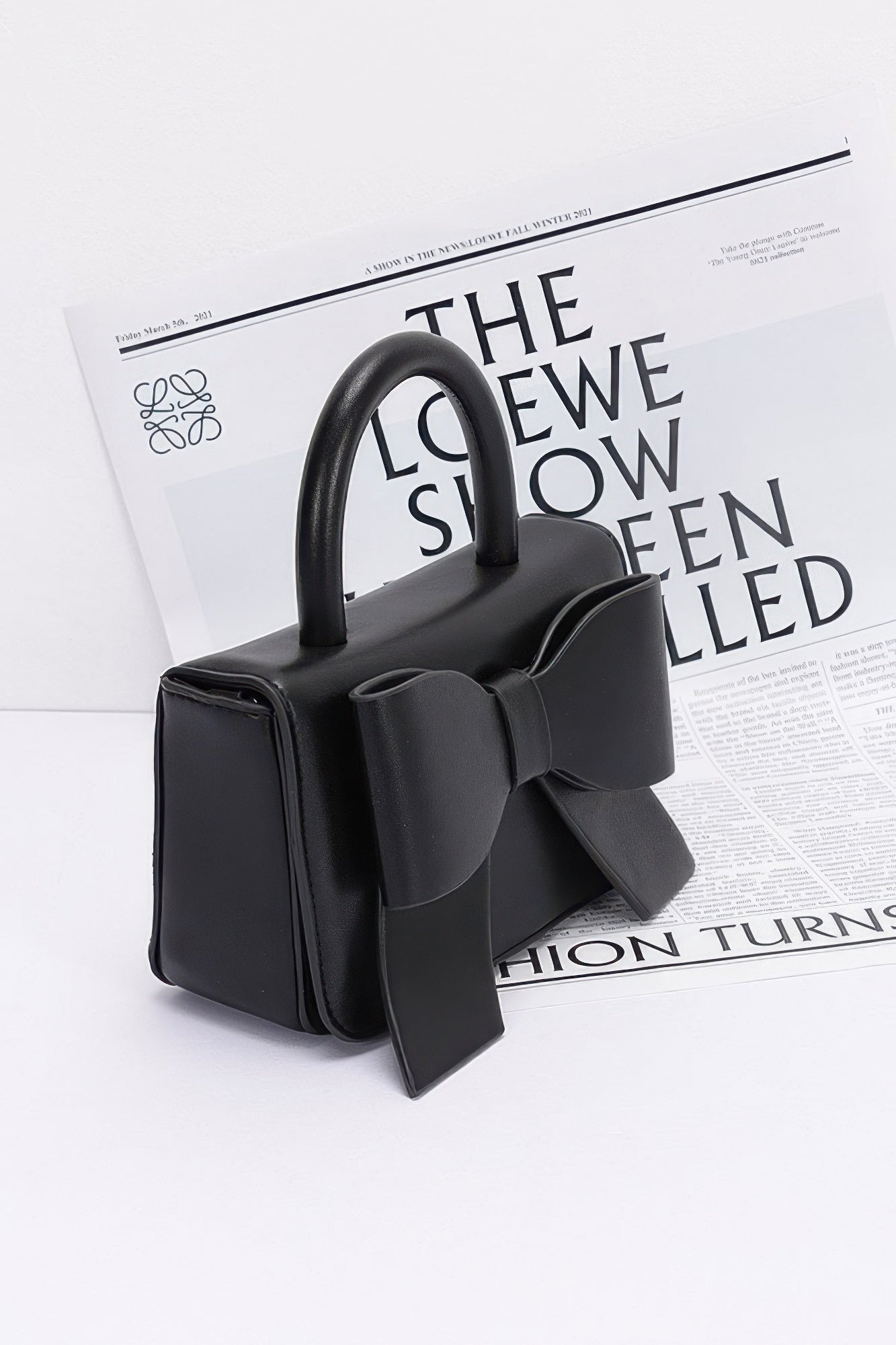 Faux Leather Ribbon Top Handle Bag - That Janis Style