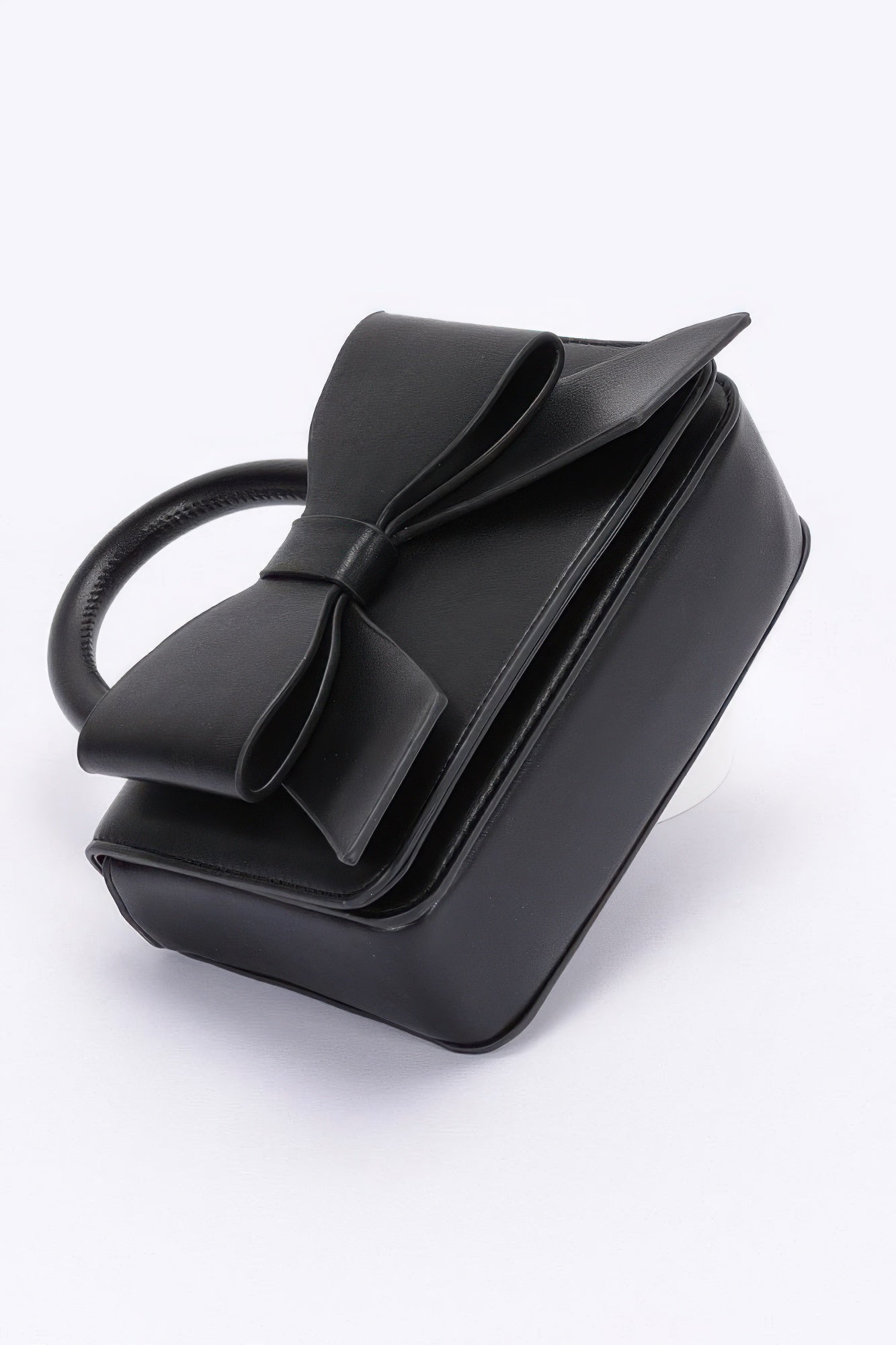Faux Leather Ribbon Top Handle Bag - That Janis Style