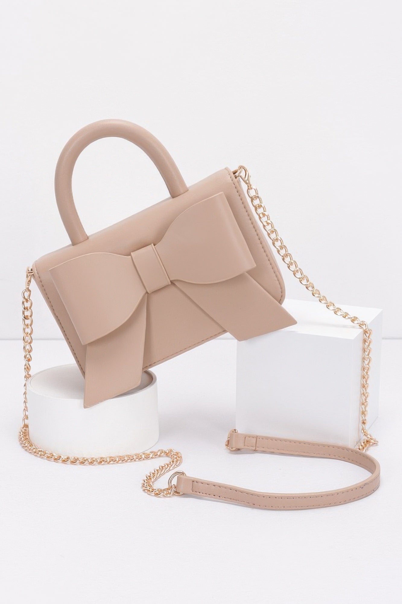 Faux Leather Ribbon Top Handle Bag - That Janis Style
