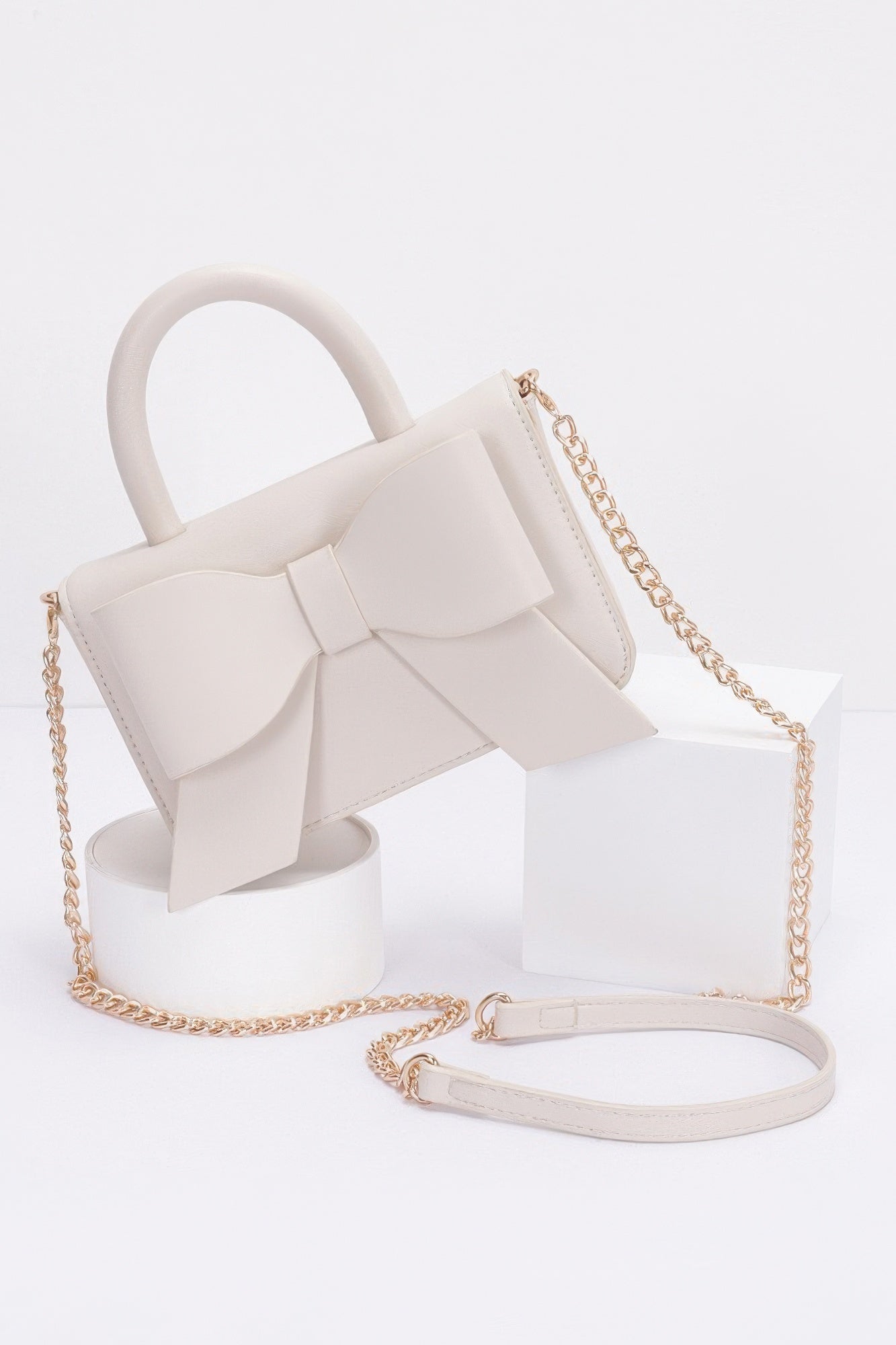 Faux Leather Ribbon Top Handle Bag - That Janis Style