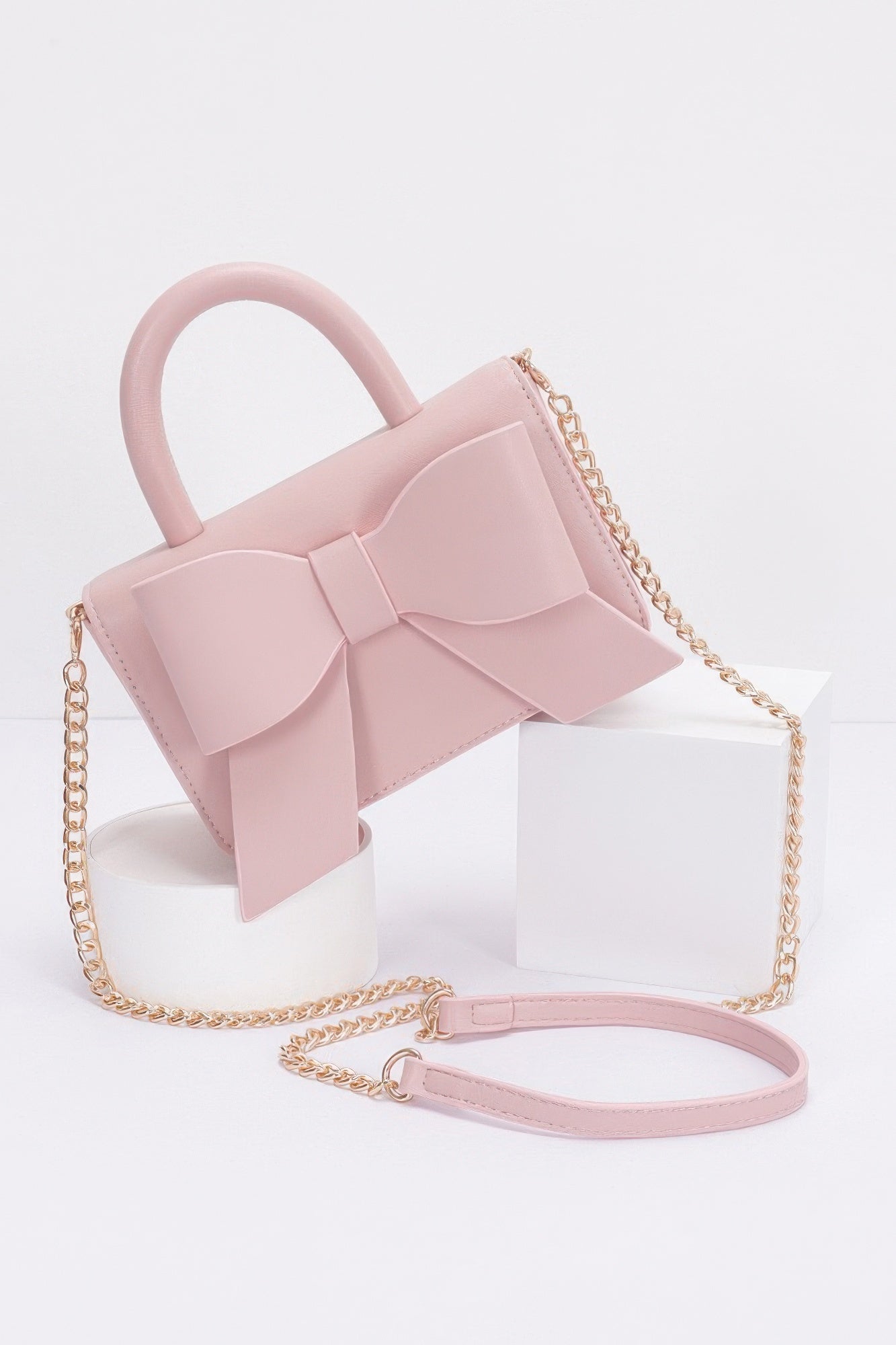 Faux Leather Ribbon Top Handle Bag - That Janis Style