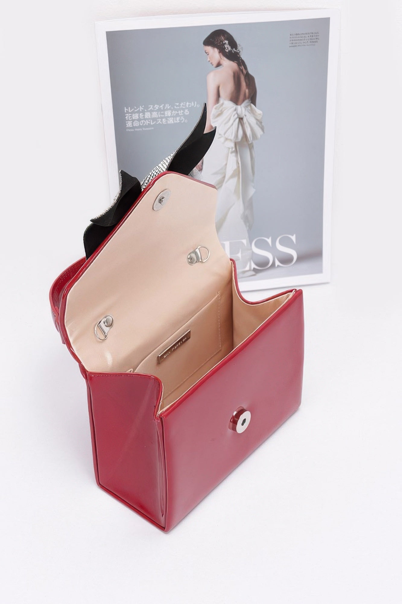 Enamel Rhinestone Ribbon Top Handle Clutch - That Janis Style