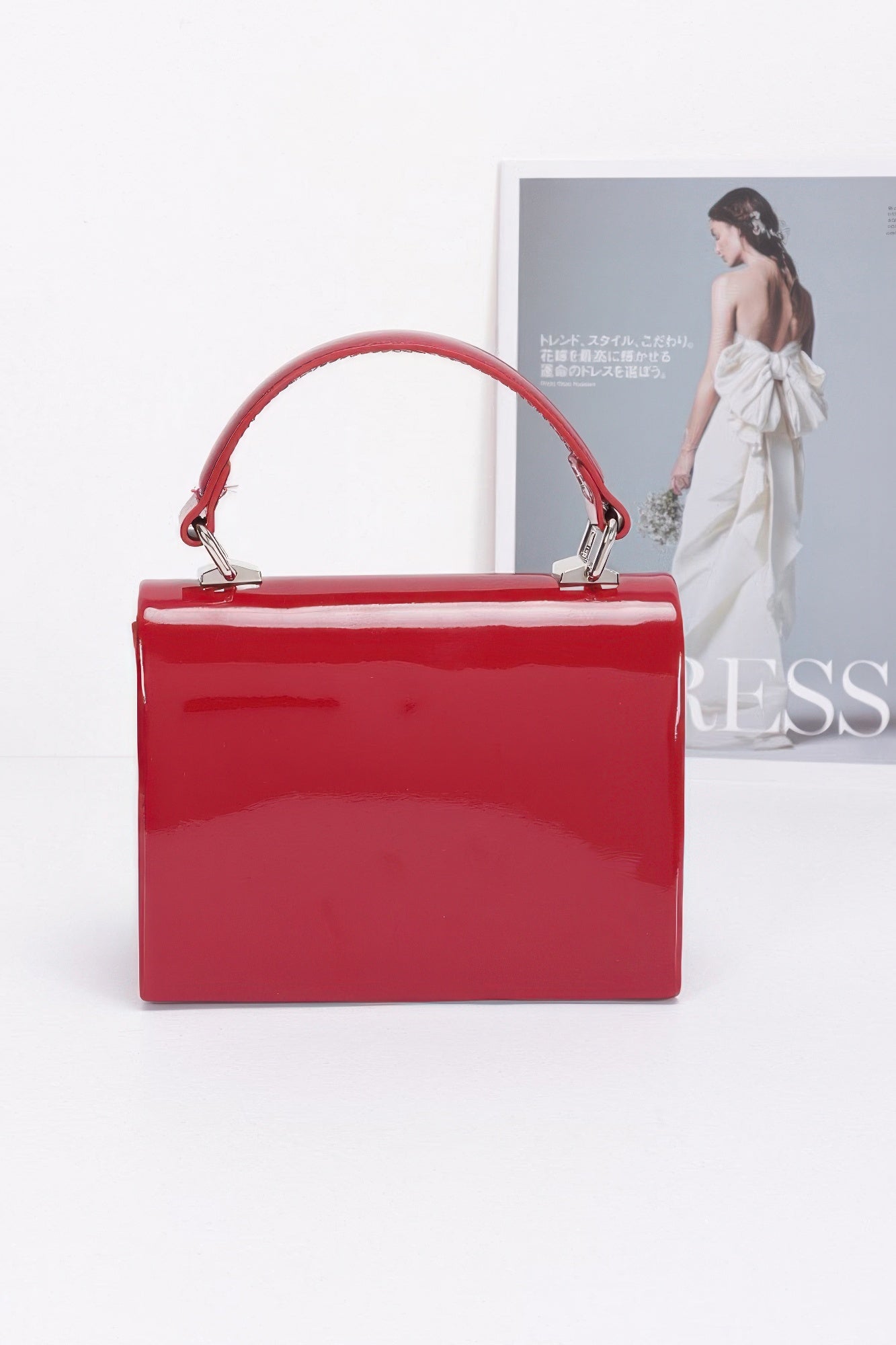 Enamel Rhinestone Ribbon Top Handle Clutch - That Janis Style