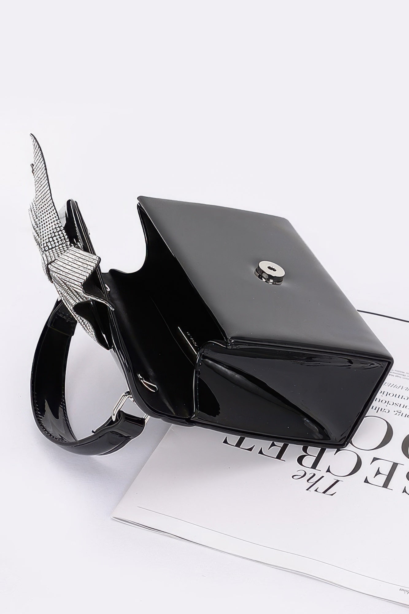 Enamel Rhinestone Ribbon Top Handle Clutch - That Janis Style