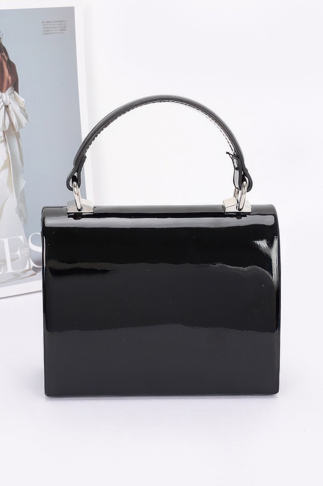 Enamel Rhinestone Ribbon Top Handle Clutch - That Janis Style