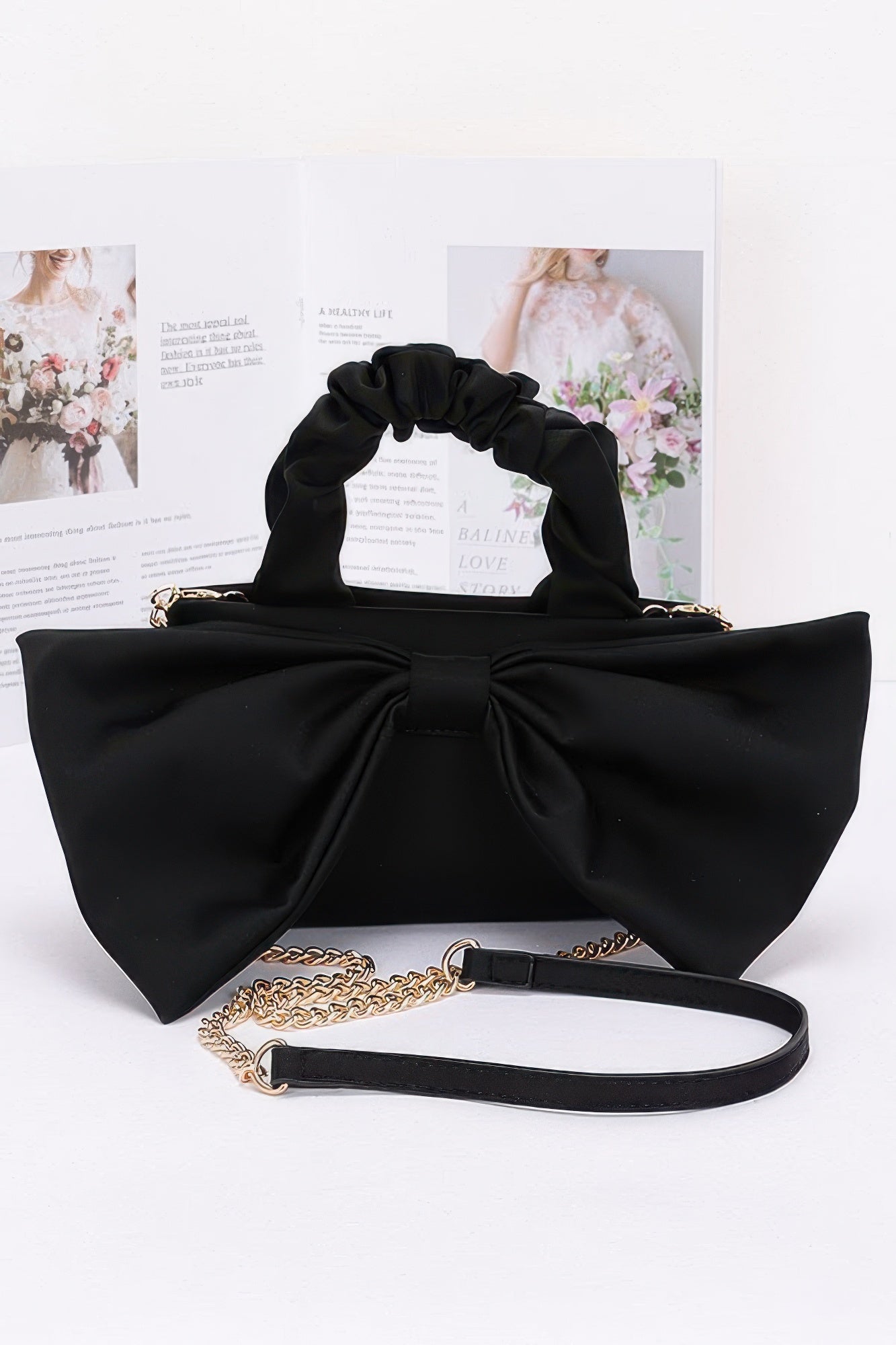 Nylon Top Handle Bag With Bow Front Clutch - That Janis Style