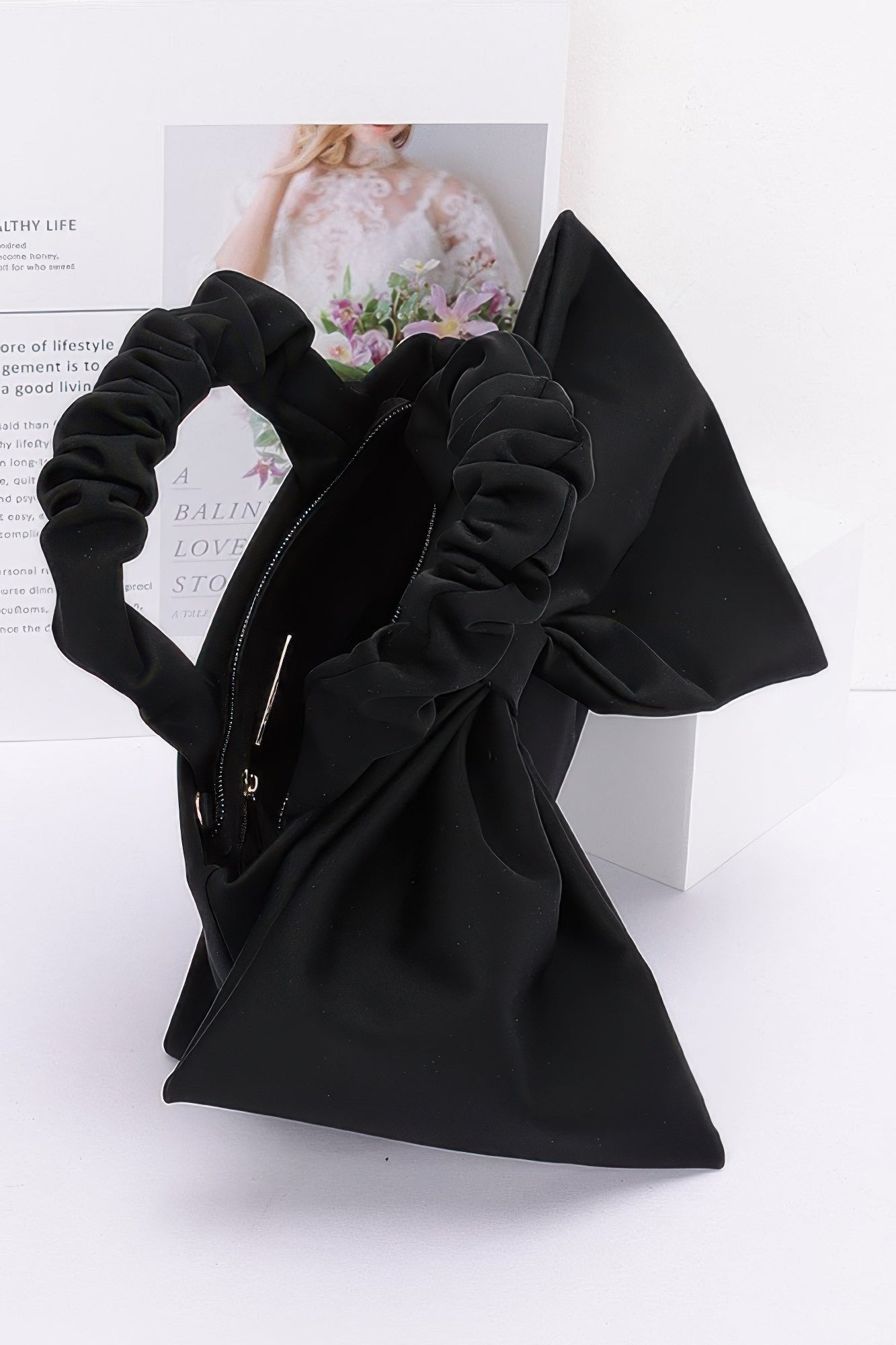 Nylon Top Handle Bag With Bow Front Clutch - That Janis Style