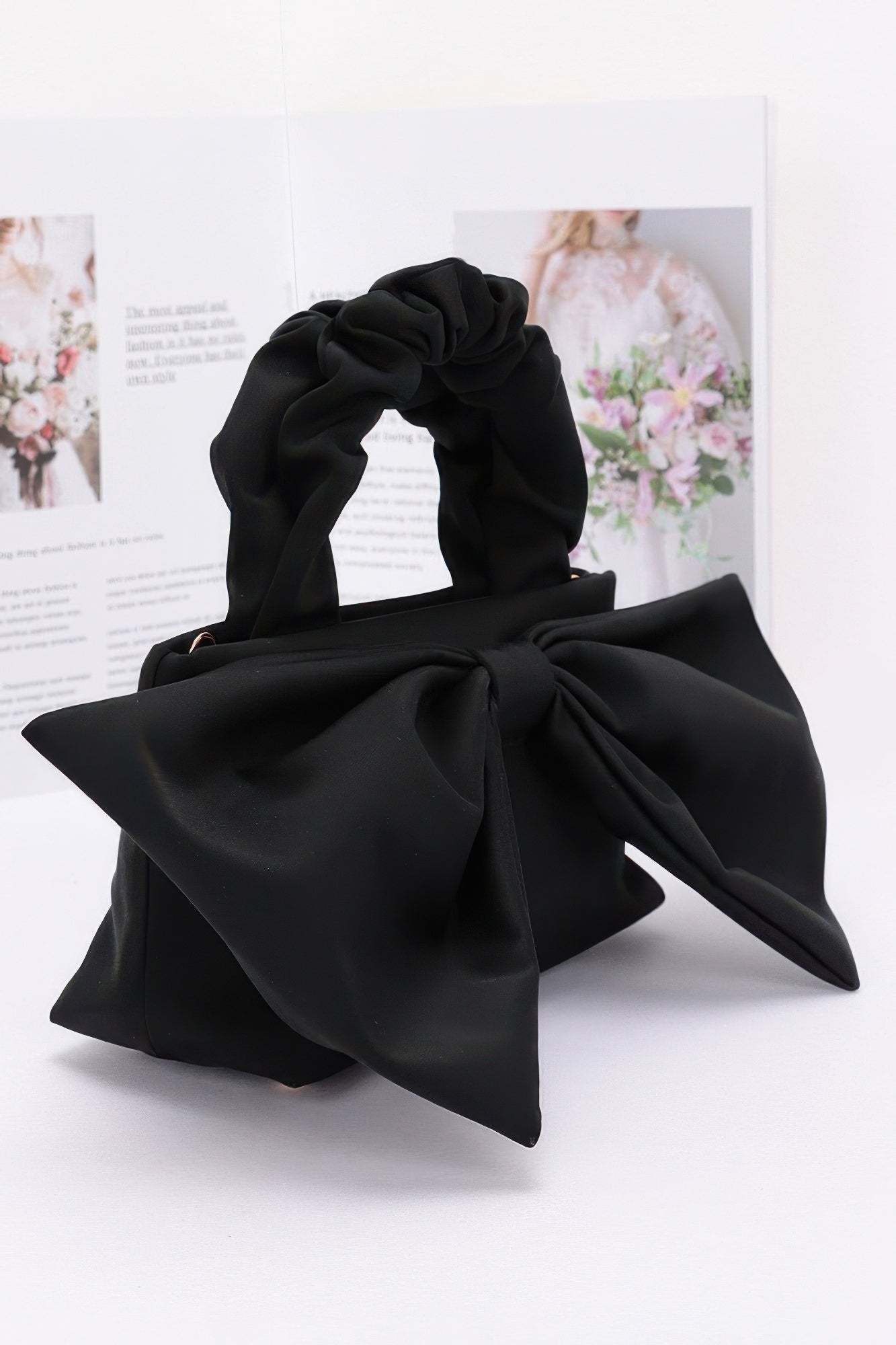 Nylon Top Handle Bag With Bow Front Clutch - That Janis Style