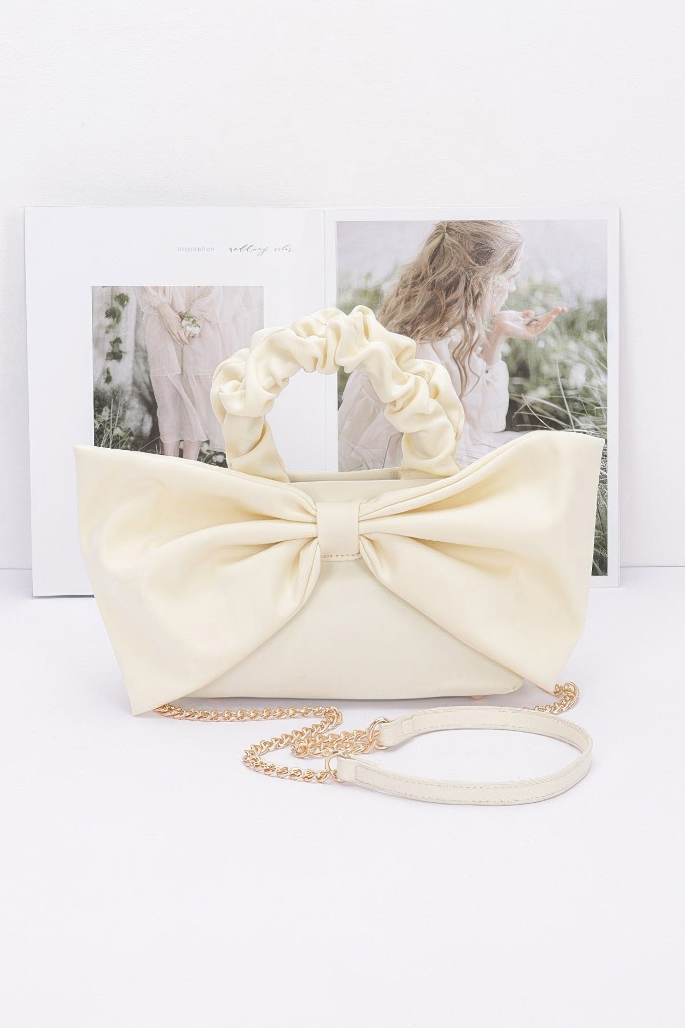 Nylon Top Handle Bag With Bow Front Clutch - That Janis Style
