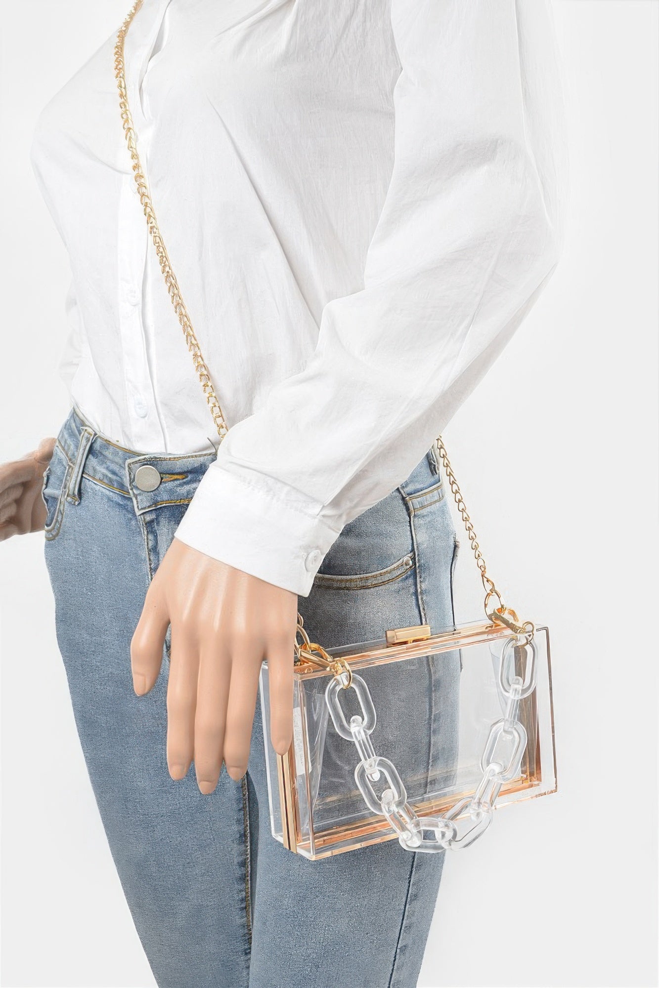 Plastic Link Handle Clear Clutch - That Janis Style