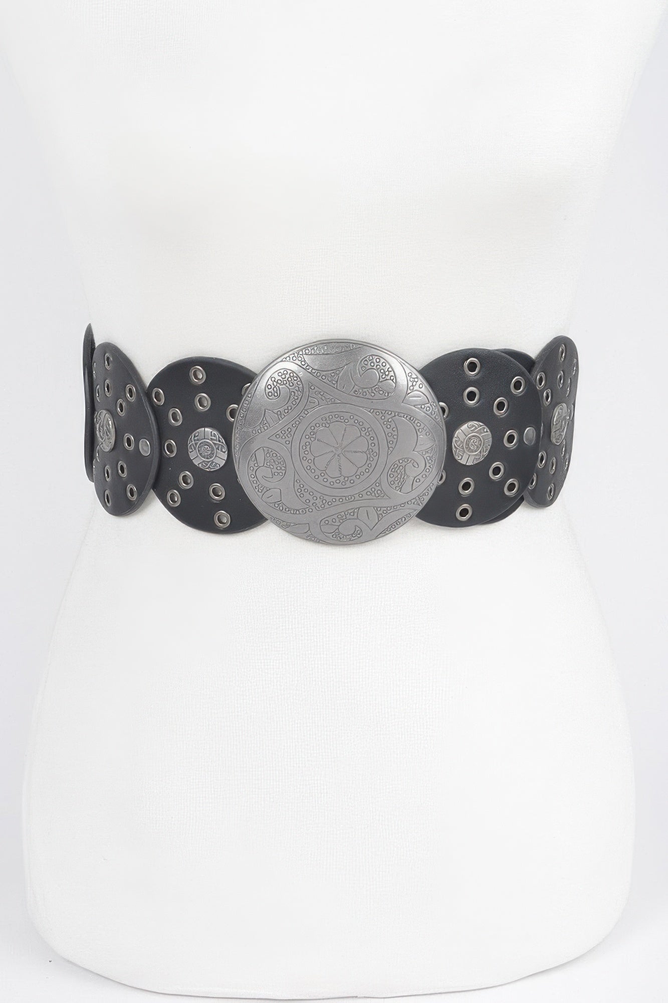 Faux Leather Multi Eyelet Round Western Belt - That Janis Style