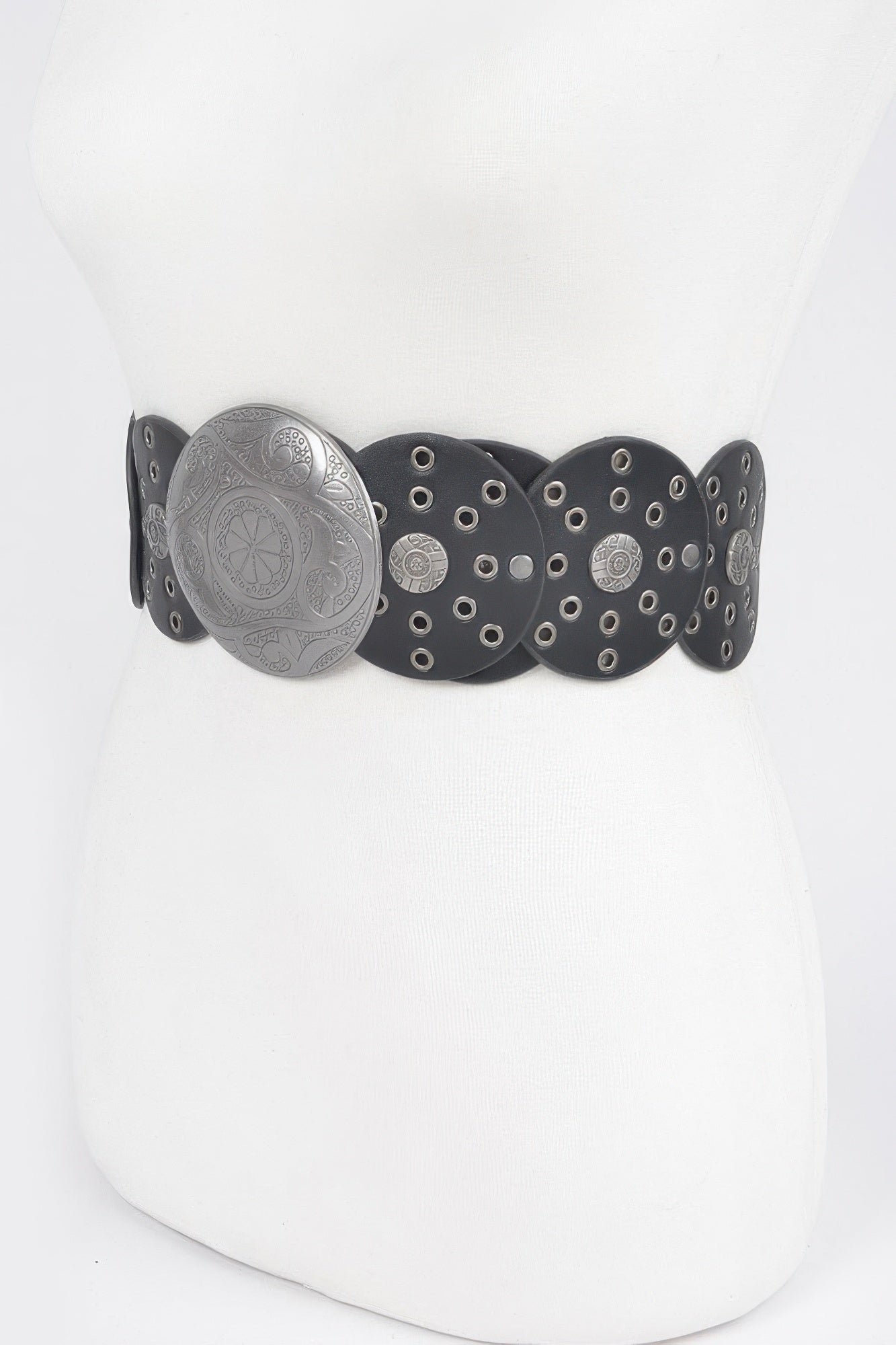Faux Leather Multi Eyelet Round Western Belt - That Janis Style