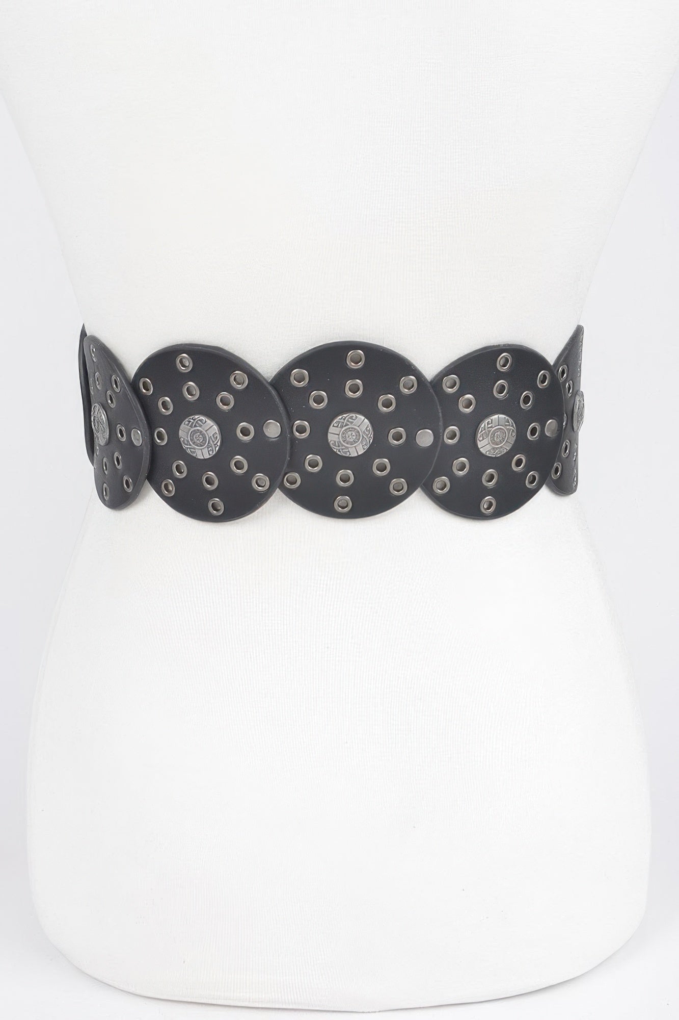 Faux Leather Multi Eyelet Round Western Belt - That Janis Style