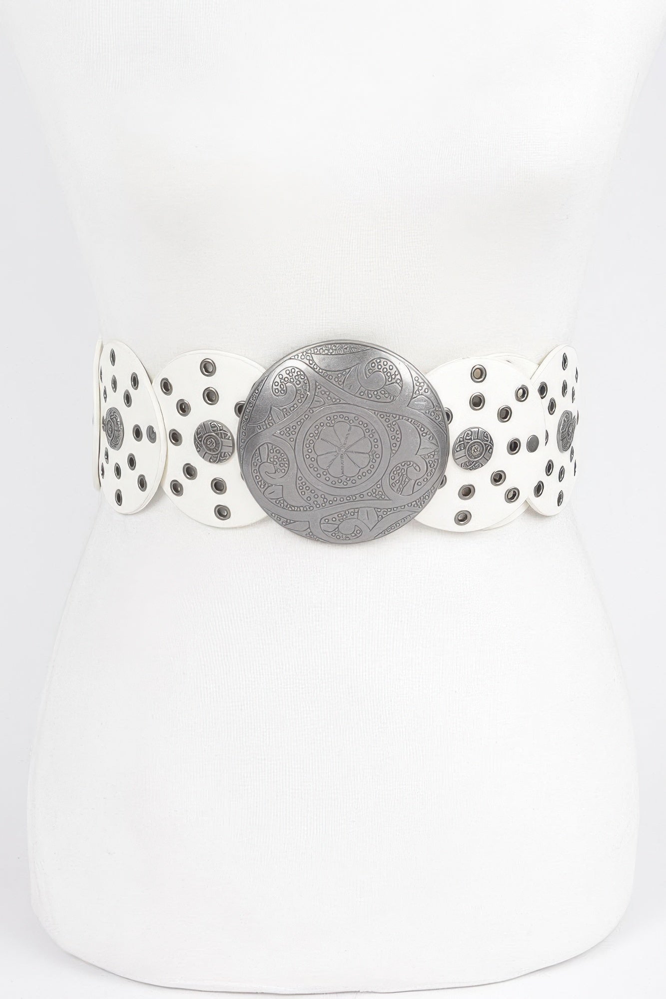 Faux Leather Multi Eyelet Round Western Belt - That Janis Style