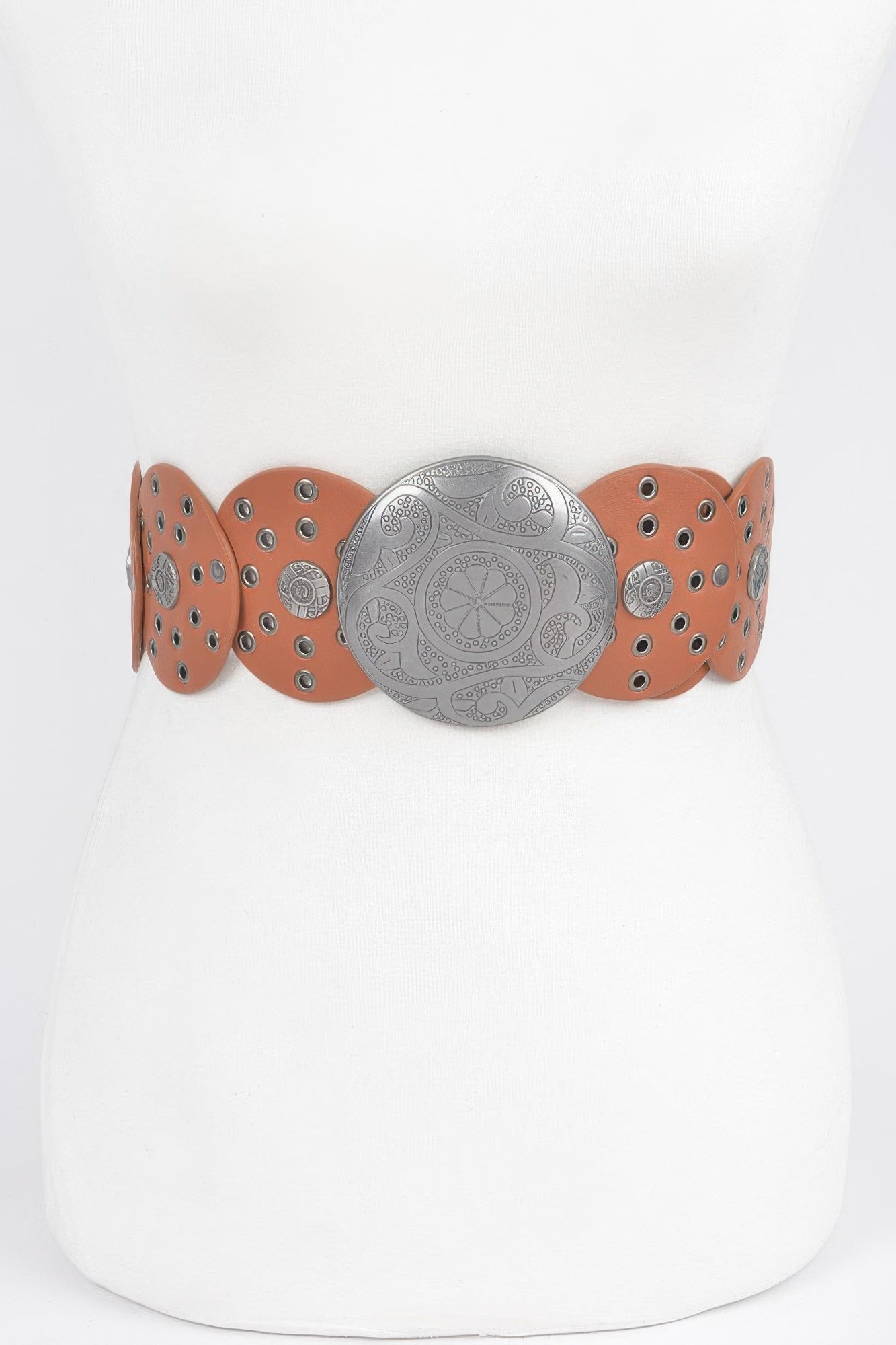 Faux Leather Multi Eyelet Round Western Belt - That Janis Style