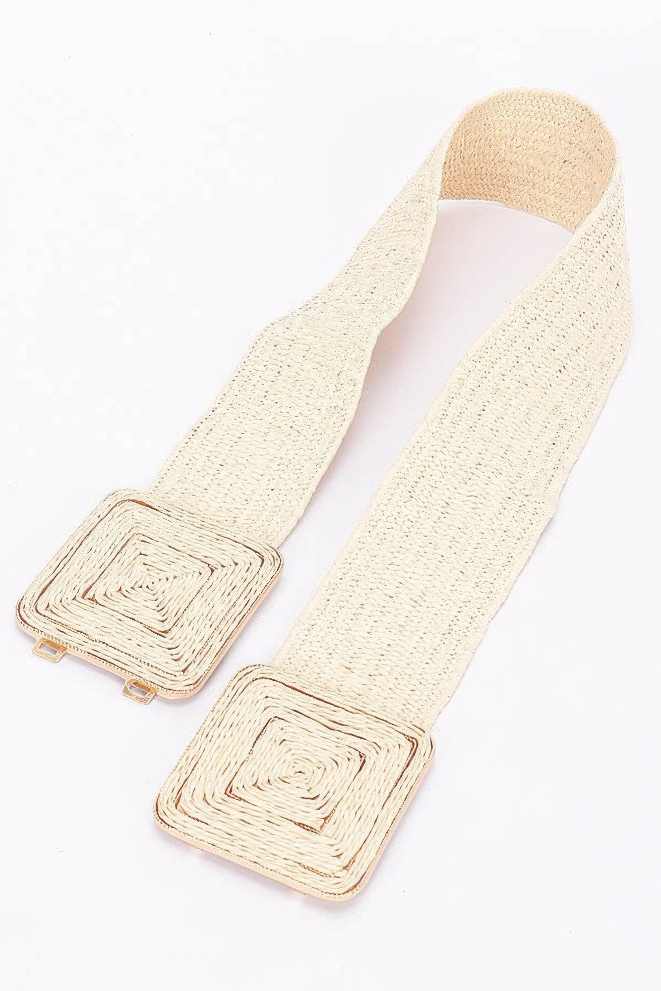 Faux Straw Two Buckle Elastic Belt - That Janis Style