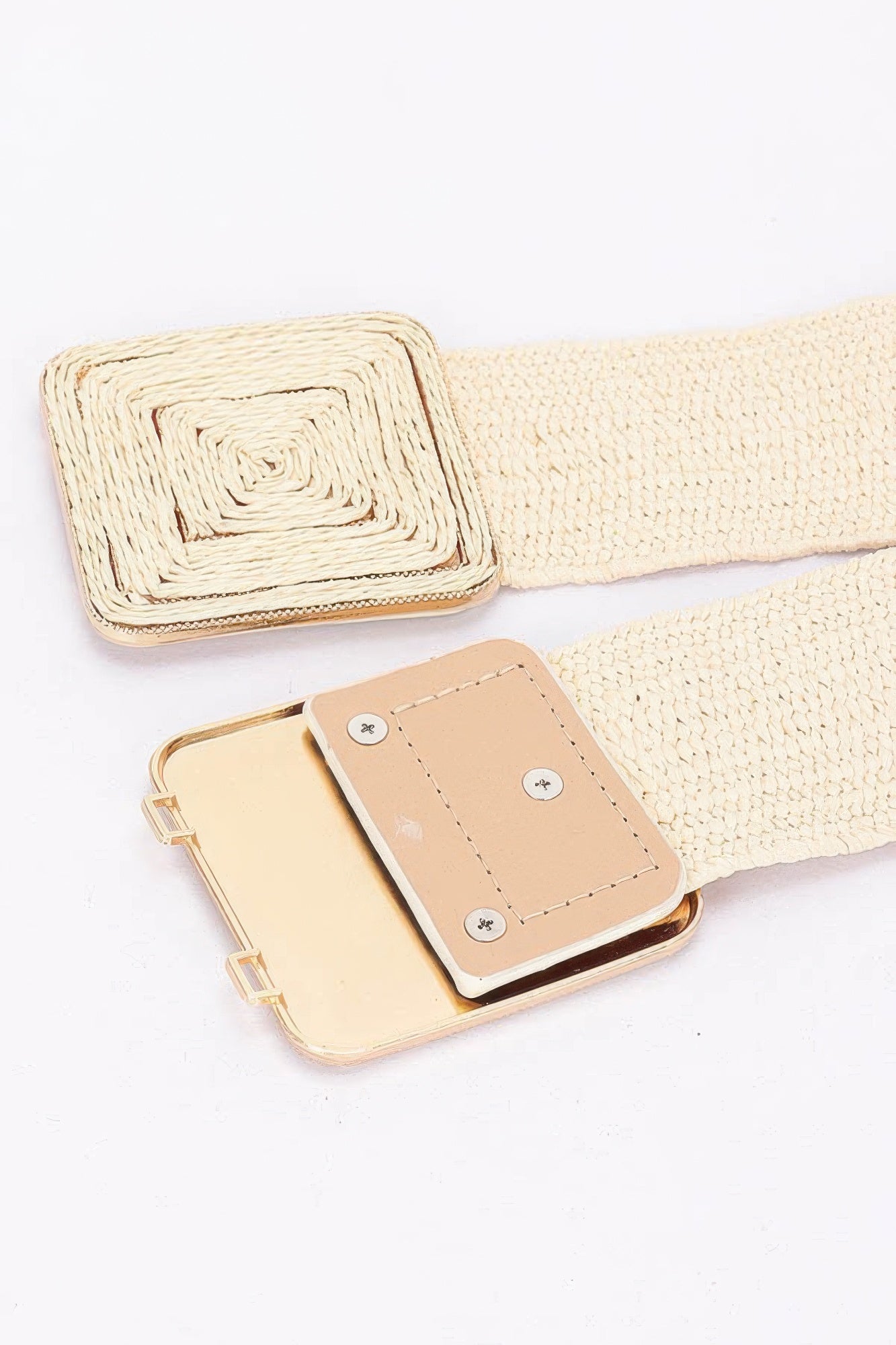 Faux Straw Two Buckle Elastic Belt - That Janis Style
