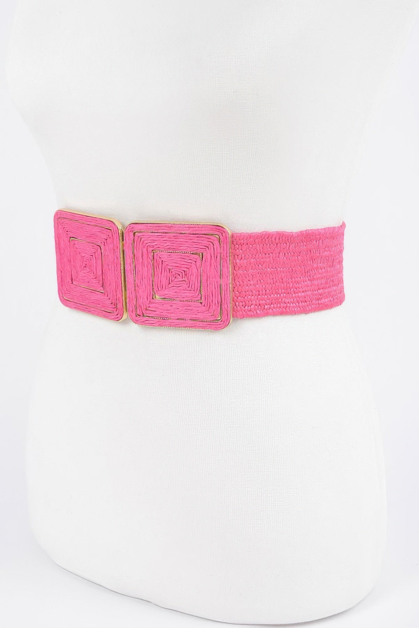 Faux Straw Two Buckle Elastic Belt - That Janis Style