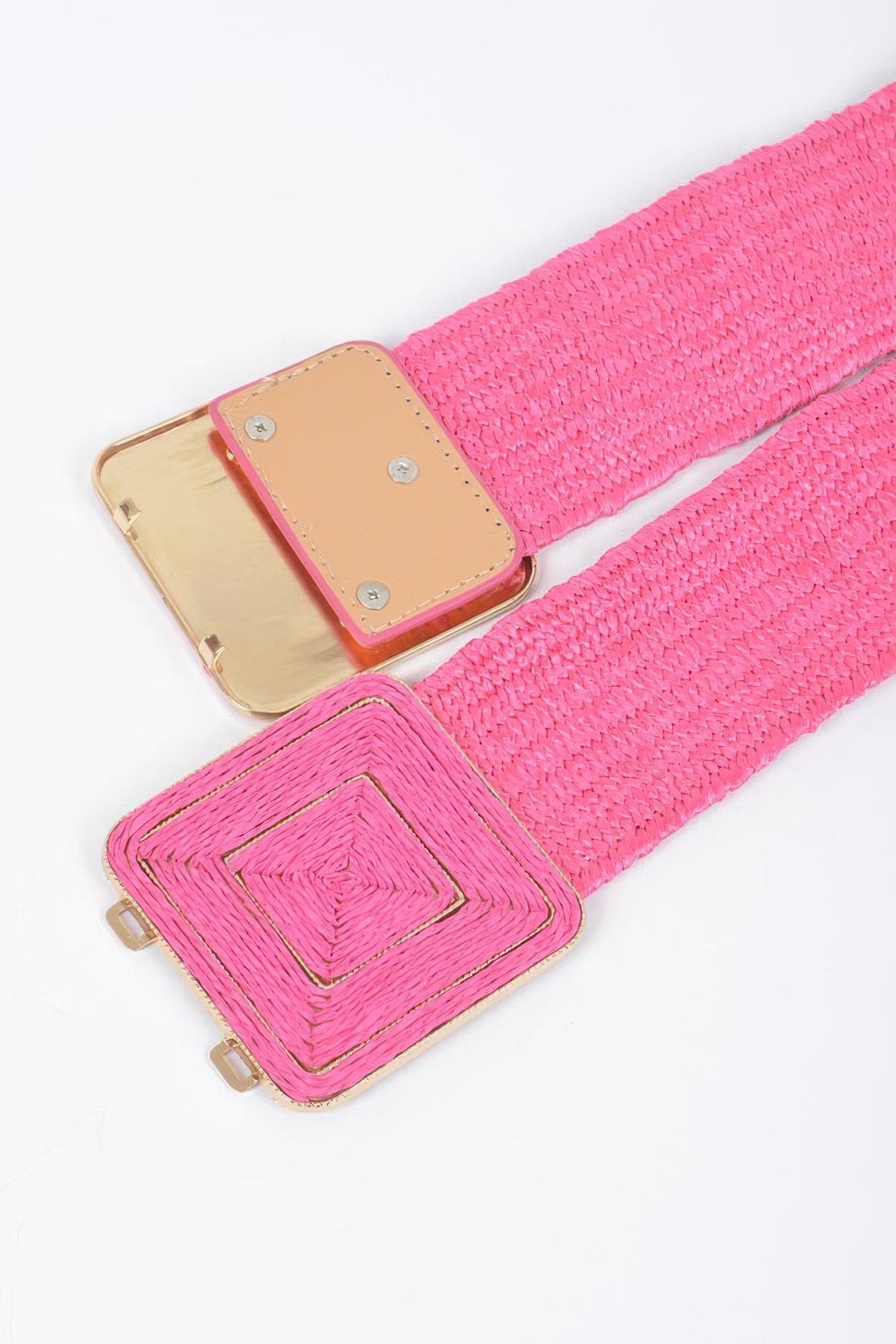 Faux Straw Two Buckle Elastic Belt - That Janis Style
