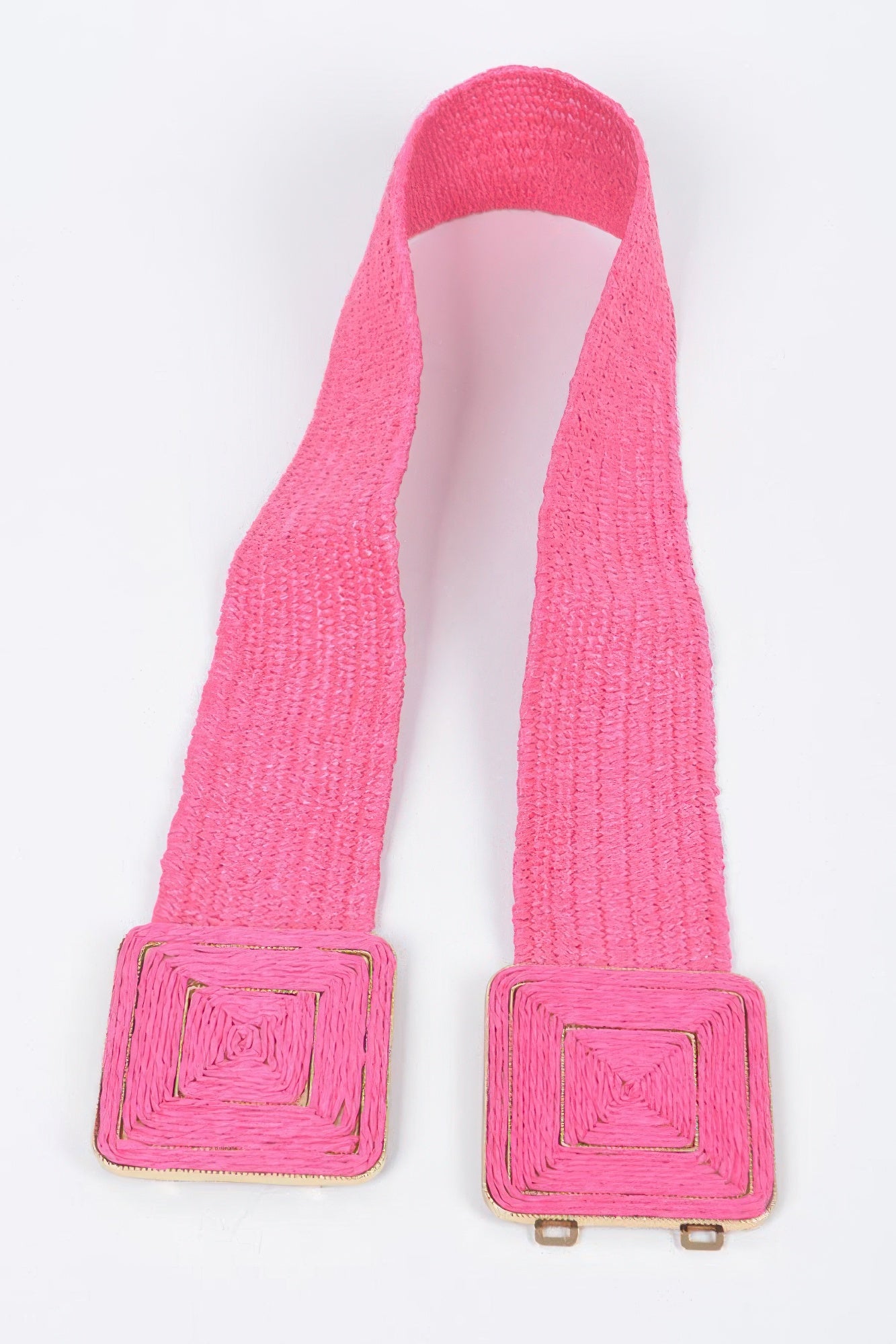 Faux Straw Two Buckle Elastic Belt - That Janis Style