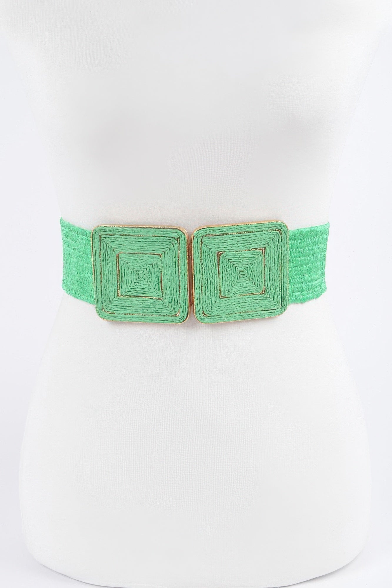 Faux Straw Two Buckle Elastic Belt - That Janis Style