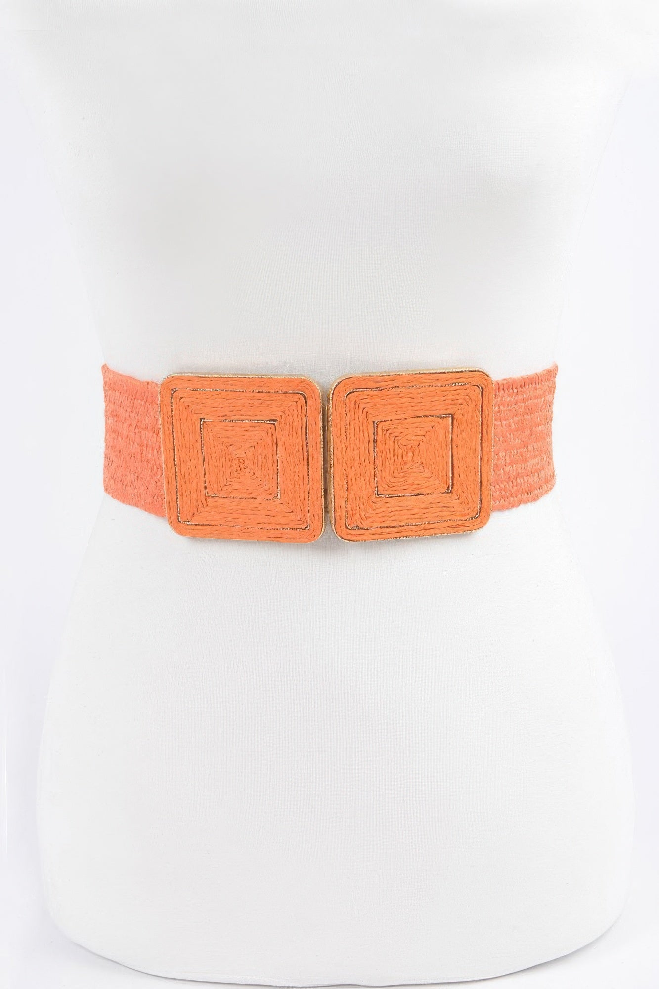 Faux Straw Two Buckle Elastic Belt - That Janis Style