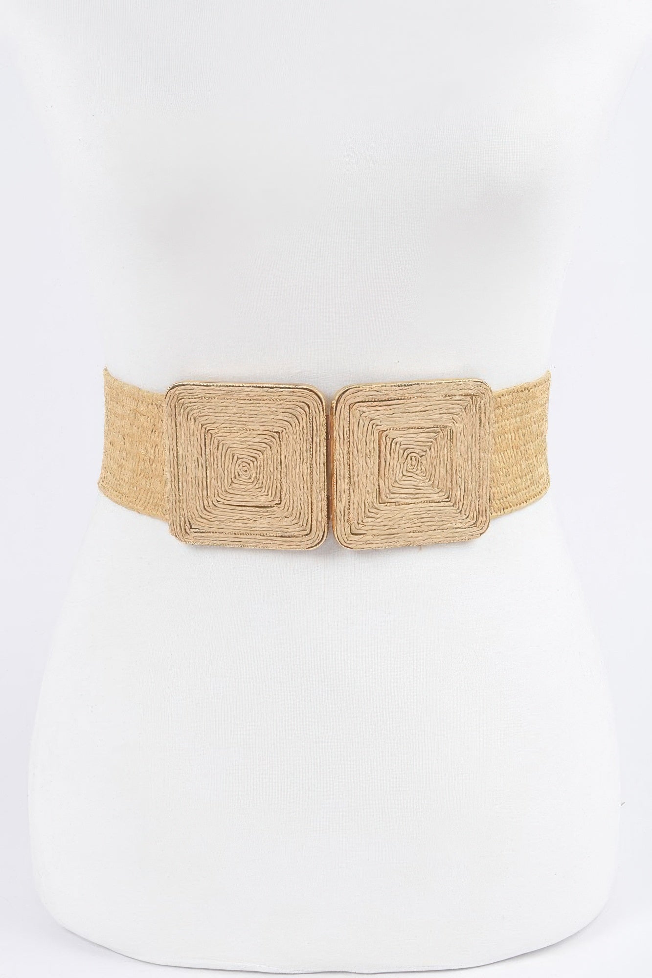 Faux Straw Two Buckle Elastic Belt - That Janis Style